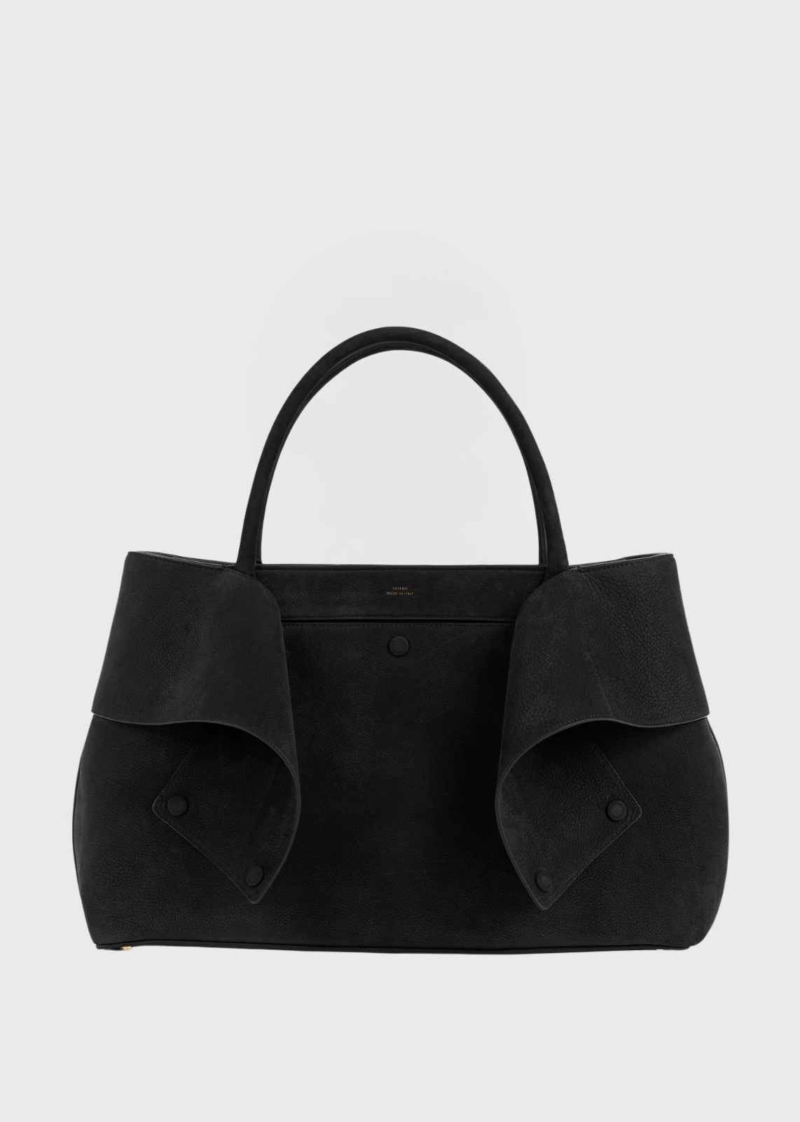 Toteme T-Lock Leather Top Handle Black
