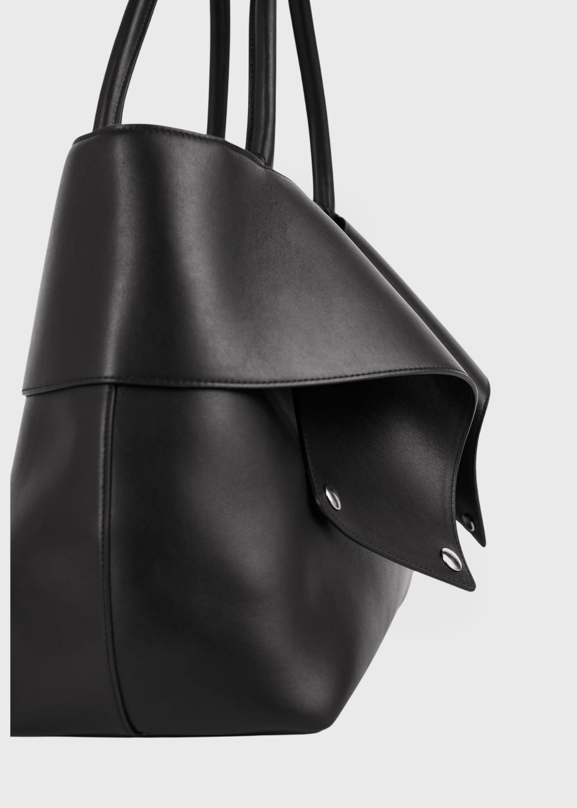 Toteme T-Lock Leather Top Handle Black