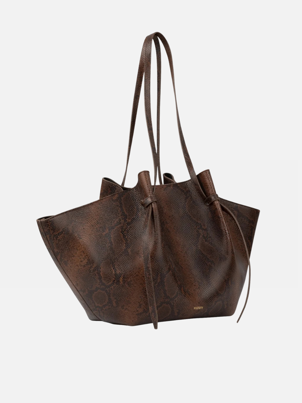 YUZEFI LARGE MOCHI - EMBOSSED SNAKE COWHIDE LEATHER