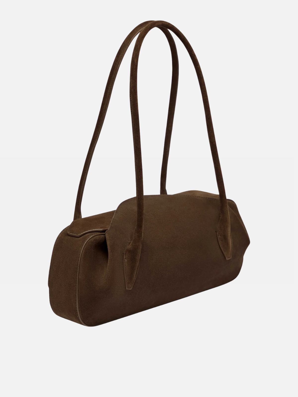 YUZEFI OYSTER SHOULDER BAG - CHOCOLATE SUEDE