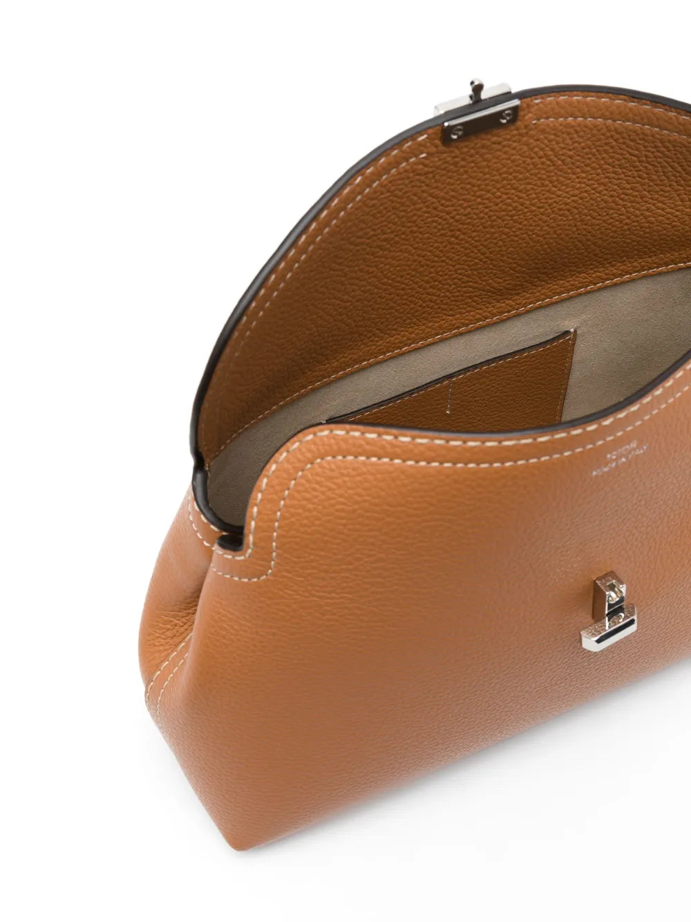 Pochette TOTEME T-Lock en cuir marron clair