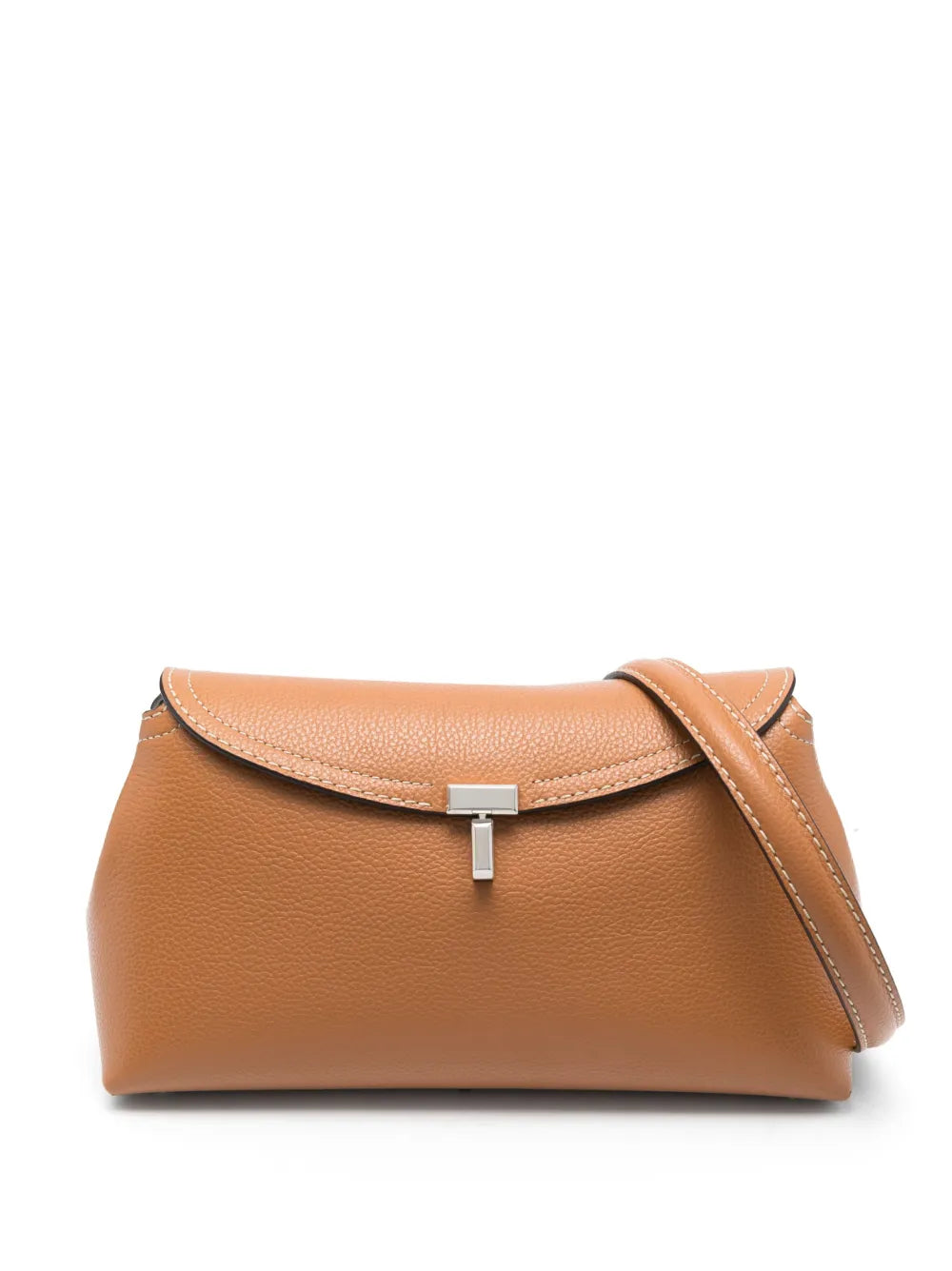 Pochette TOTEME T-Lock en cuir marron clair
