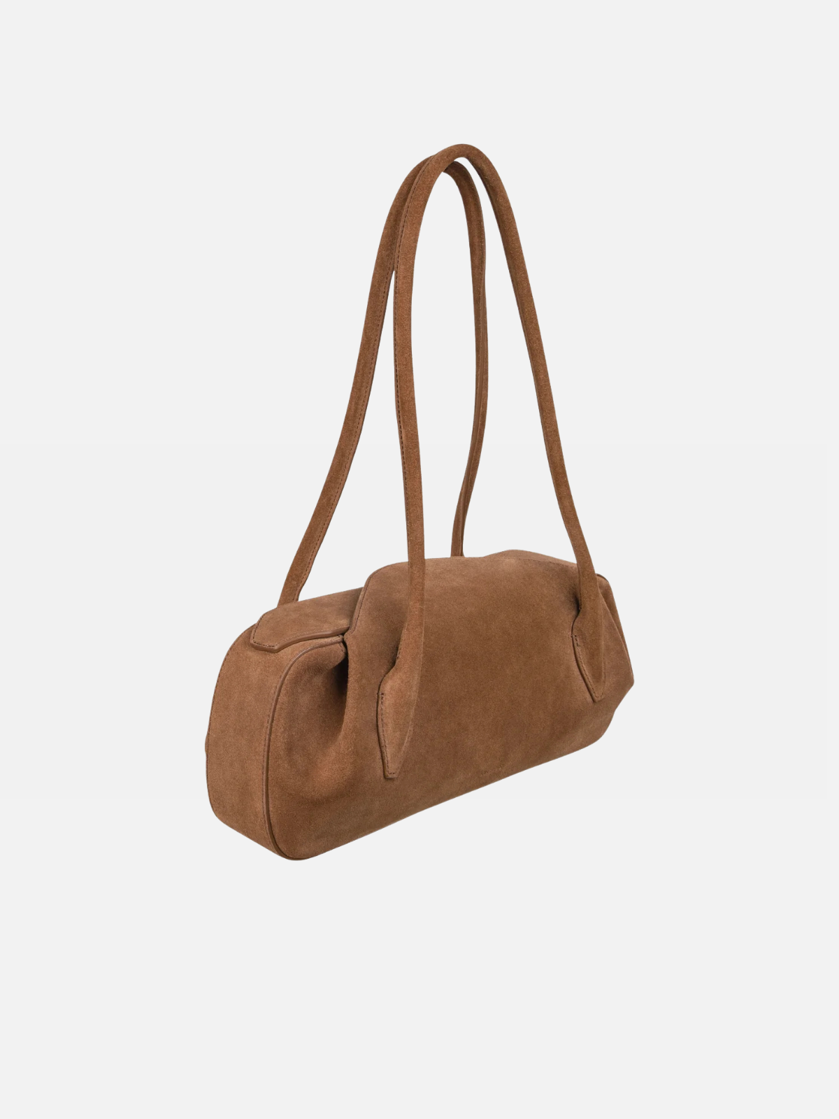 YUZEFI OYSTER SHOULDER BAG - COGNAC SUEDE