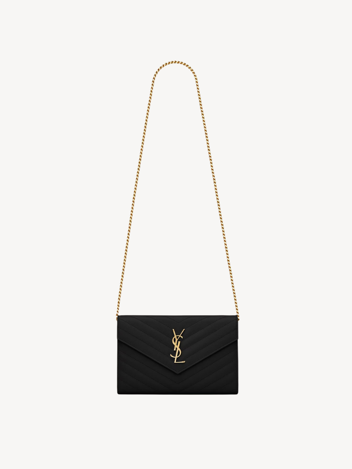 Saint Laurent Cassandre Classic Chain Pouch Black - G-ESSE STORE