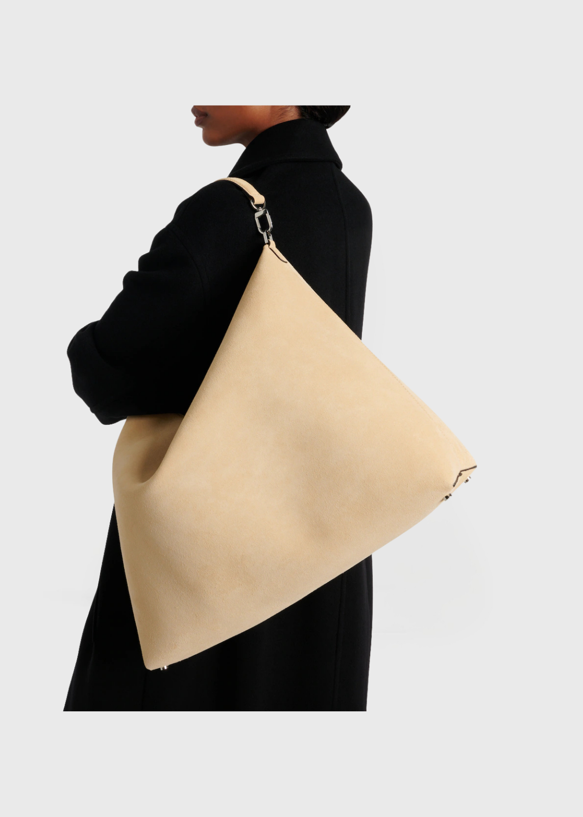 Toteme Medium Bevel Suede Bag White