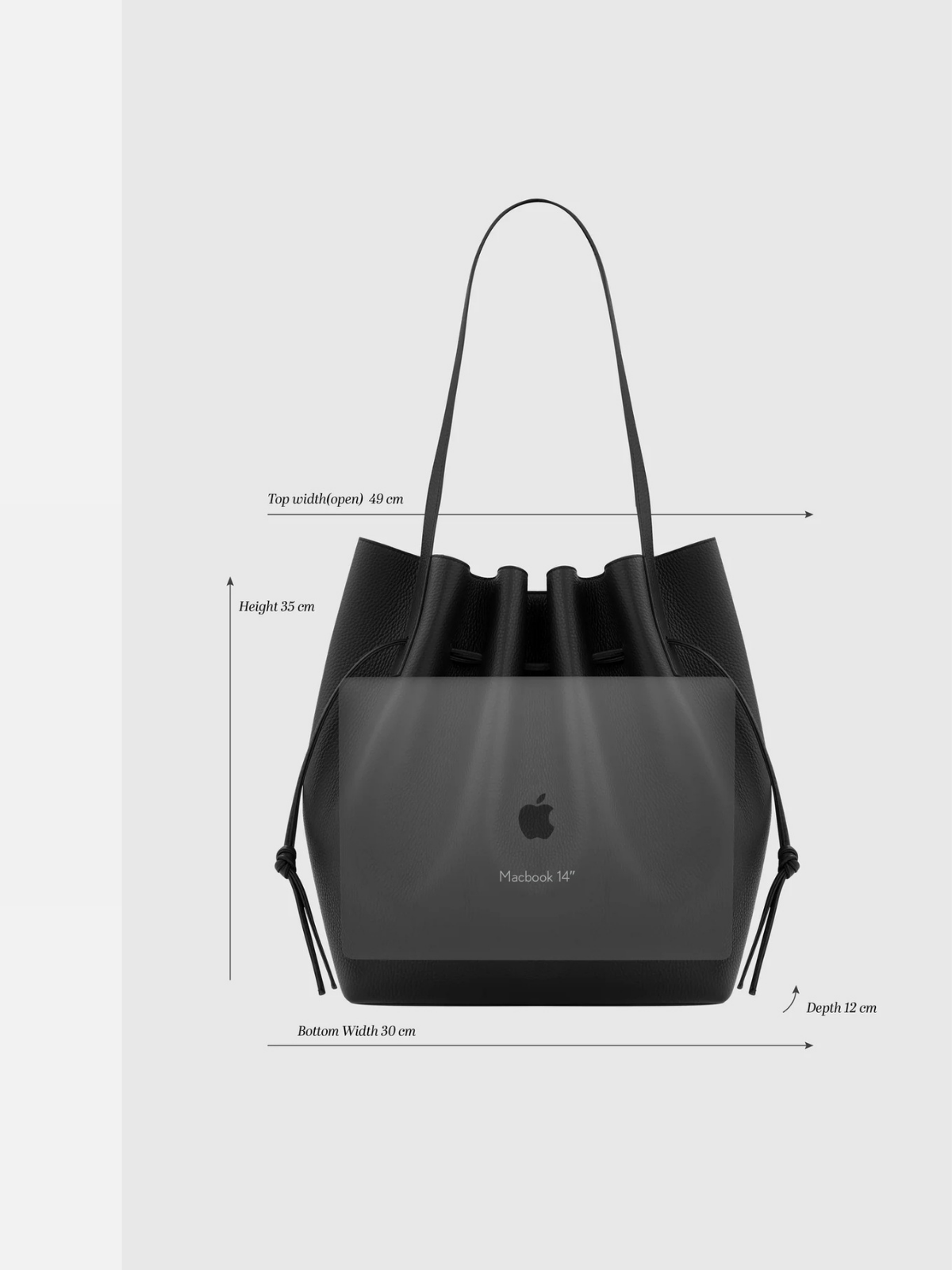 YUZEFI SCALLOP TOTE - BLACK PEBBLE GRAINED LEATHER