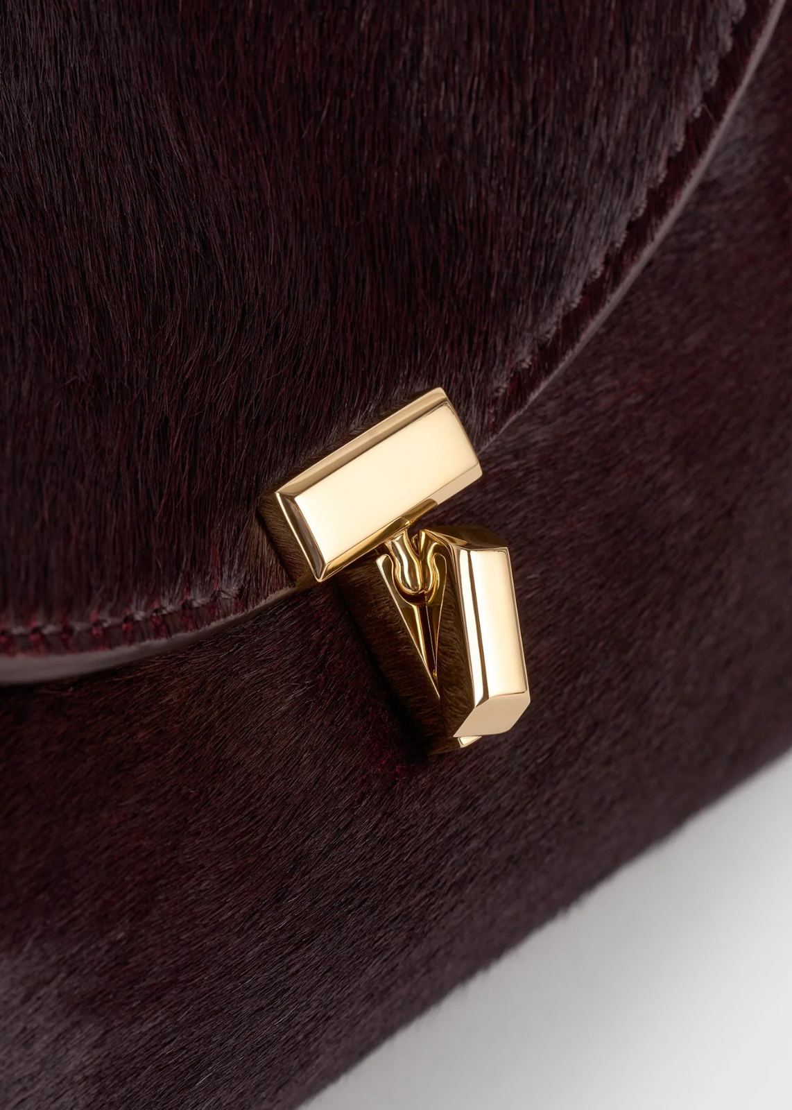 Toteme Mini T-lock Pony Hair Clutch Wine