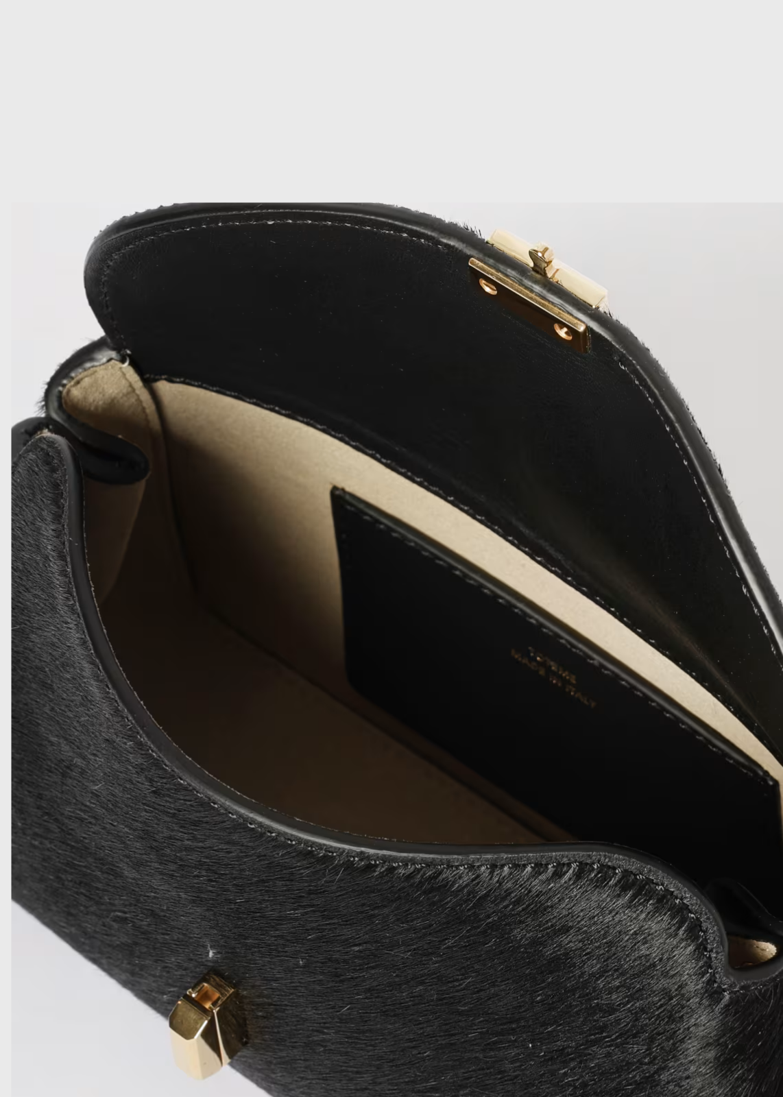 Toteme Mini T-lock Pony Hair Clutch Black