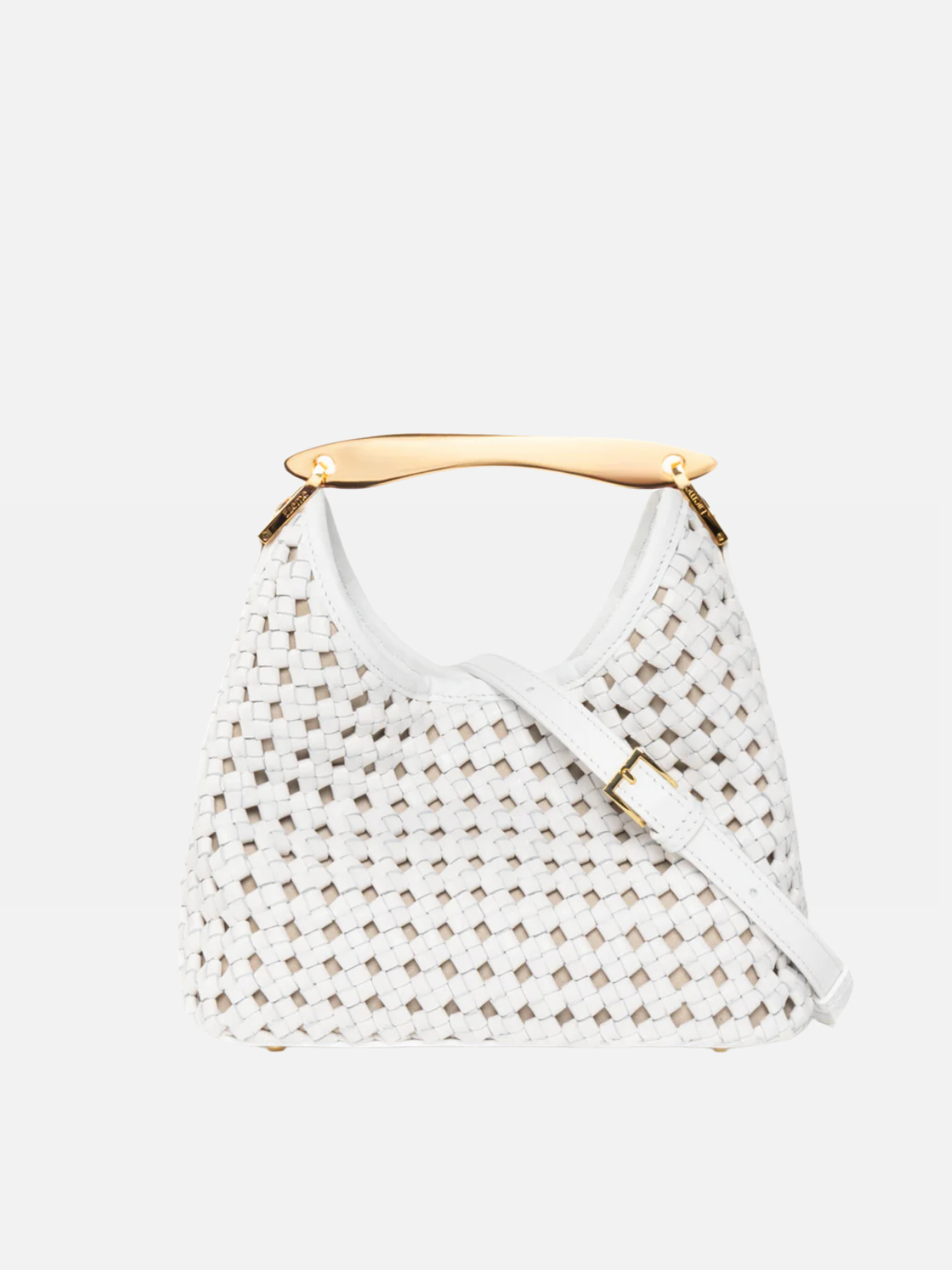 Elleme Small Boomerang Woven Leather White