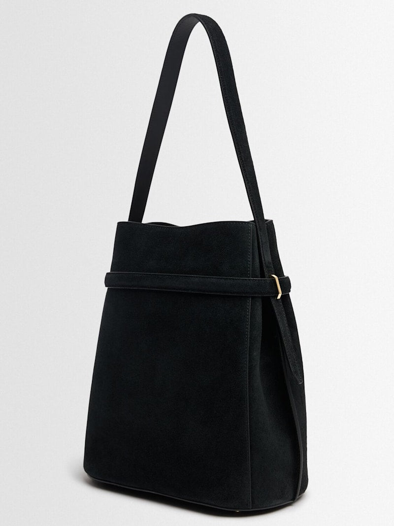 TOTEME Clutch T-Lock Black Suede