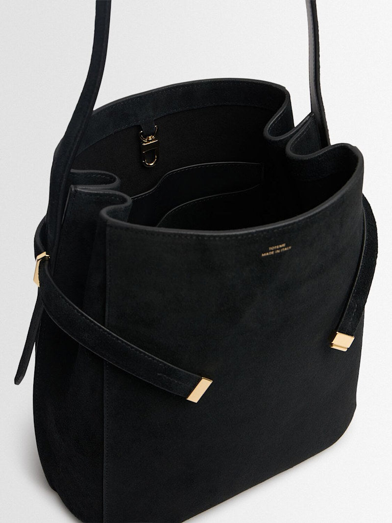 TOTEME Clutch T-Lock Black Suede