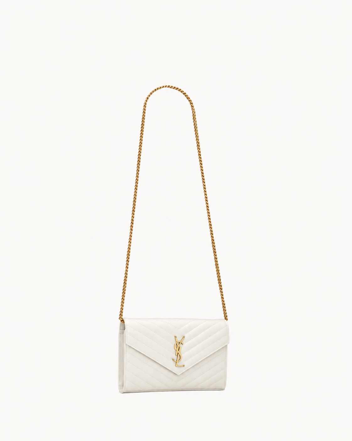 Saint Laurent Cassandre Classic Chain Pouch White - G-ESSE STORE