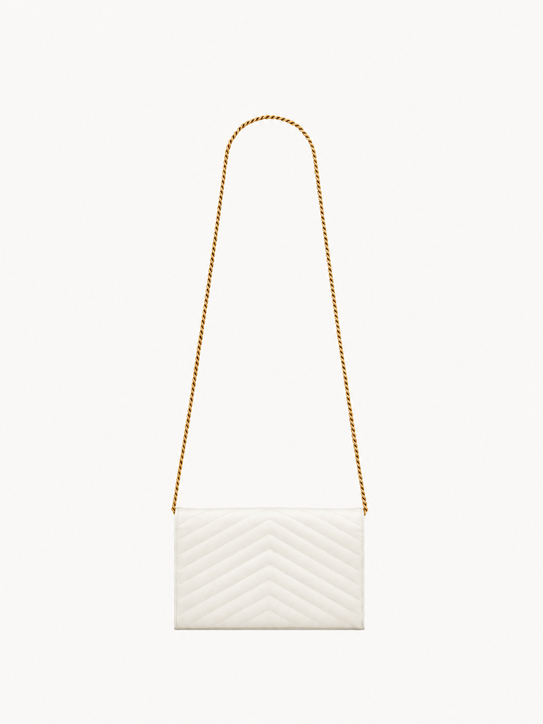 Saint Laurent Cassandre Classic Chain Pouch White - G-ESSE STORE