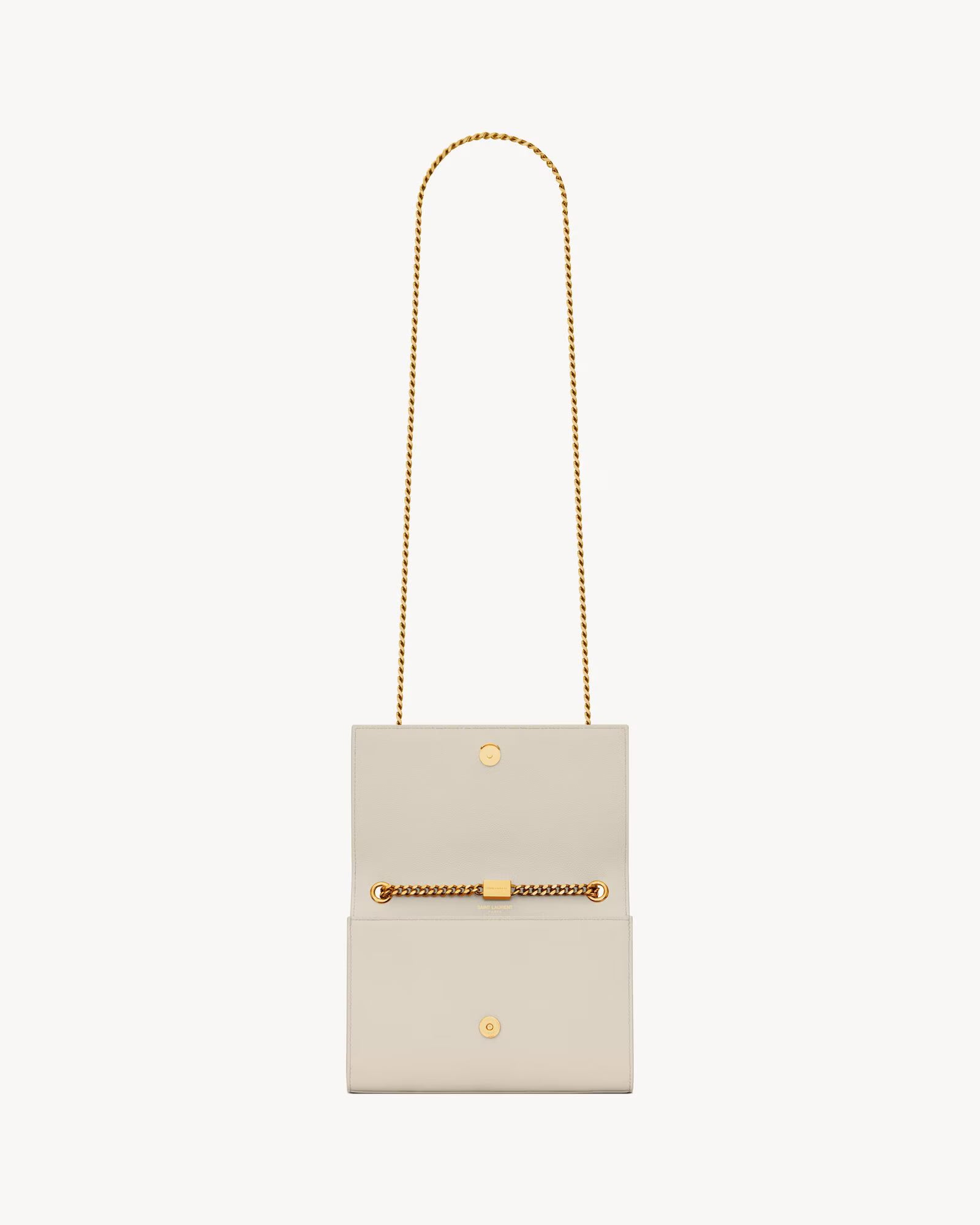 Saint Laurent Kate Small in Grain de Poudre Leather White