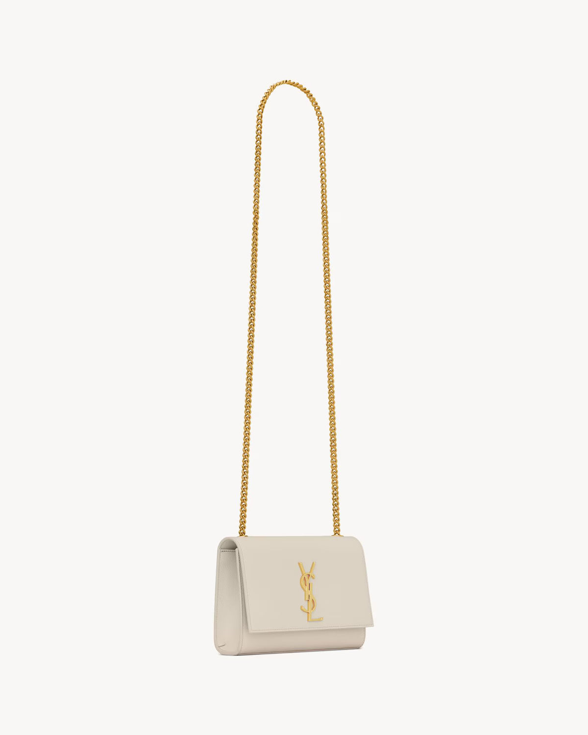 Saint Laurent Kate Small in Grain de Poudre Leather White