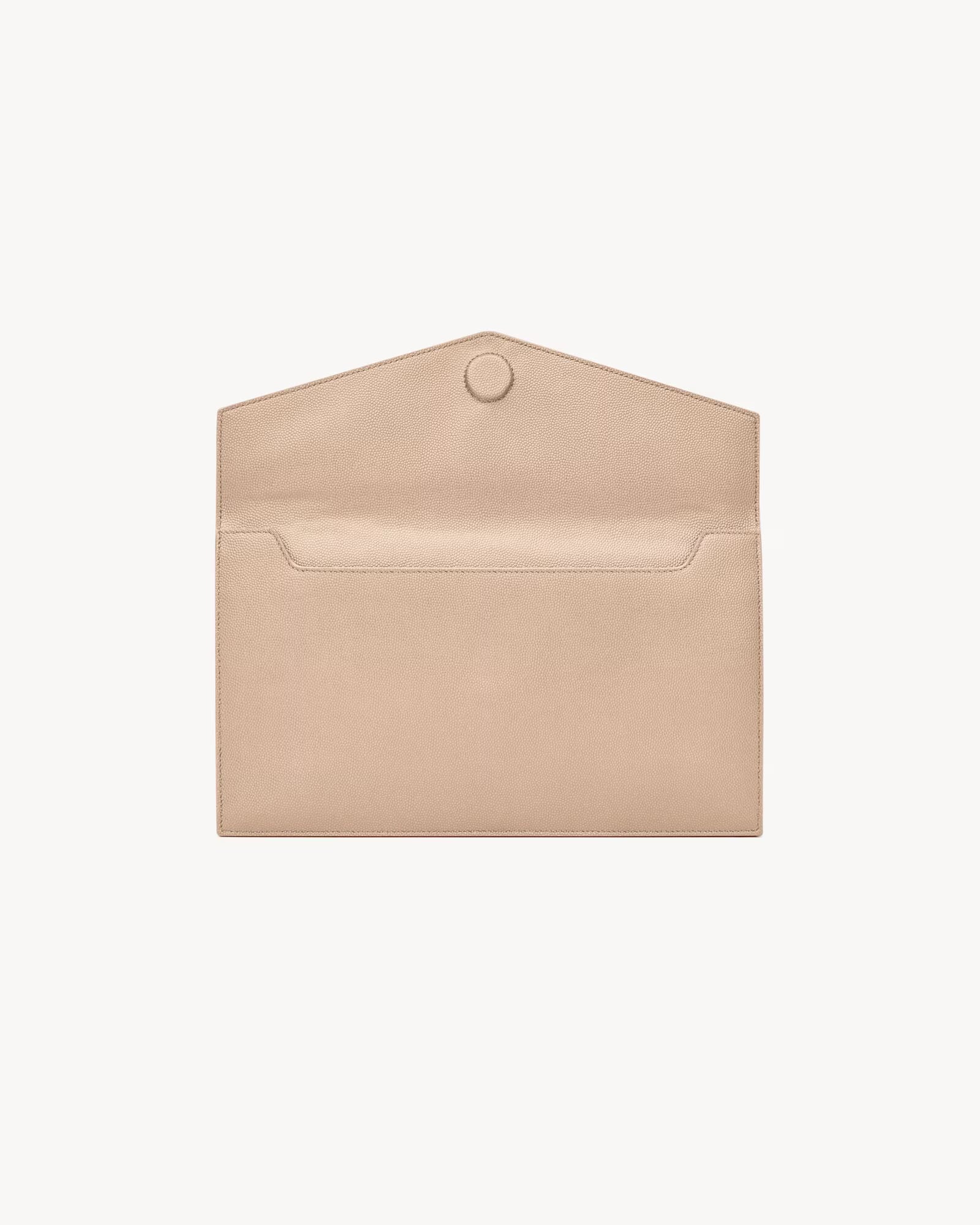 Pochette Saint Laurent Upttown en cuir beige foncé