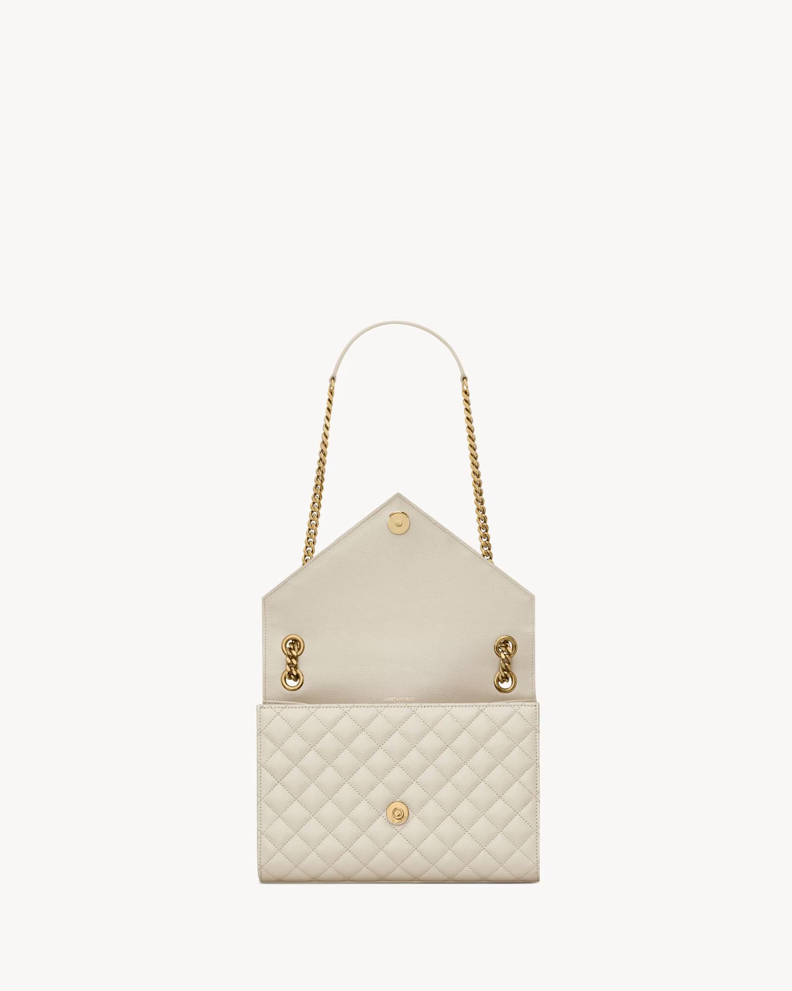 ENVELOPE MEDIUM IN PELLE TRAPUNTATA GRAIN DE POUDRE WHITE