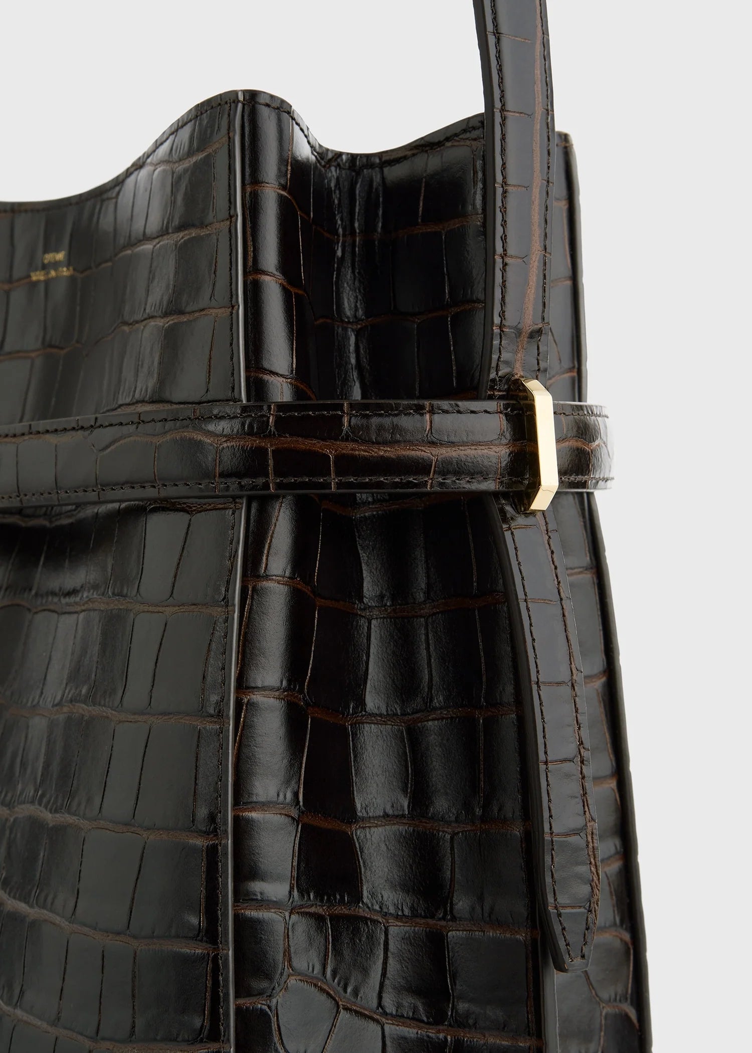 Toteme T-Lock Leather Top Handle Black