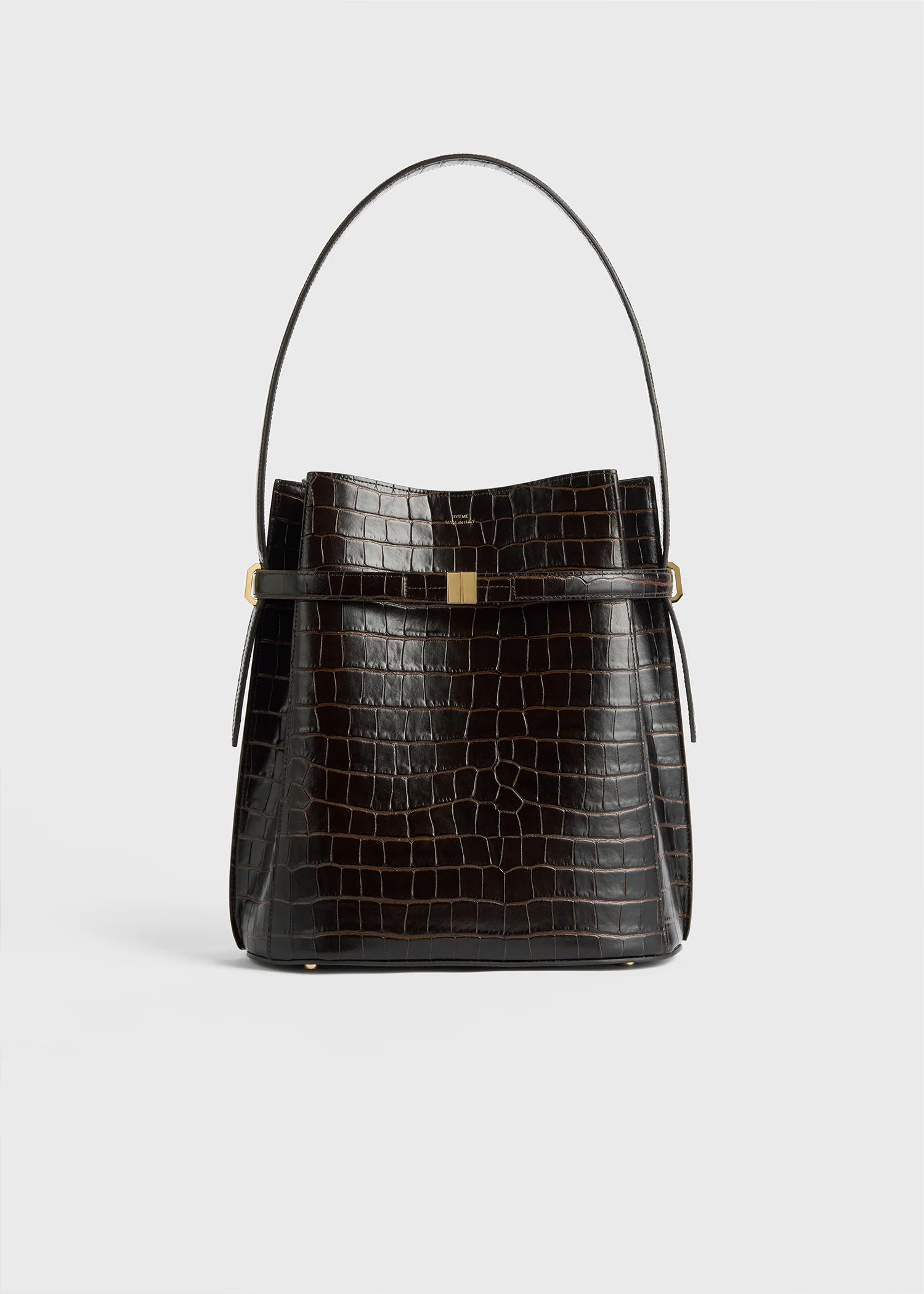 Toteme T-Lock Leather Top Handle Black