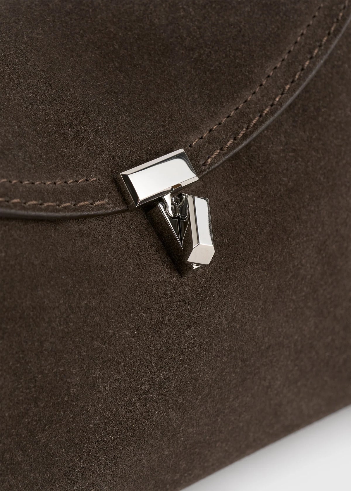 Toteme Clutch T-Lock suede clutch brown