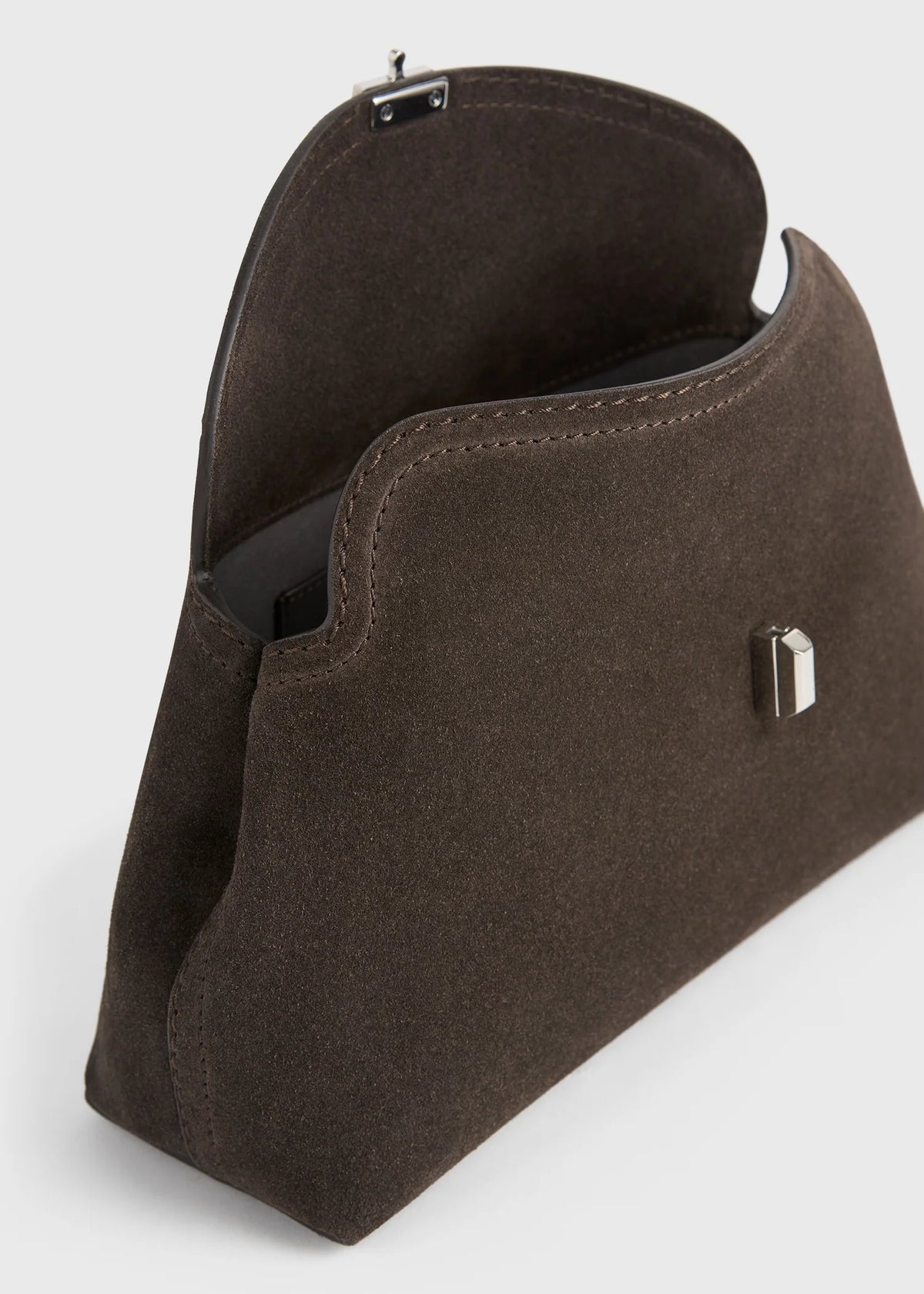 Toteme Clutch T-Lock suede clutch brown