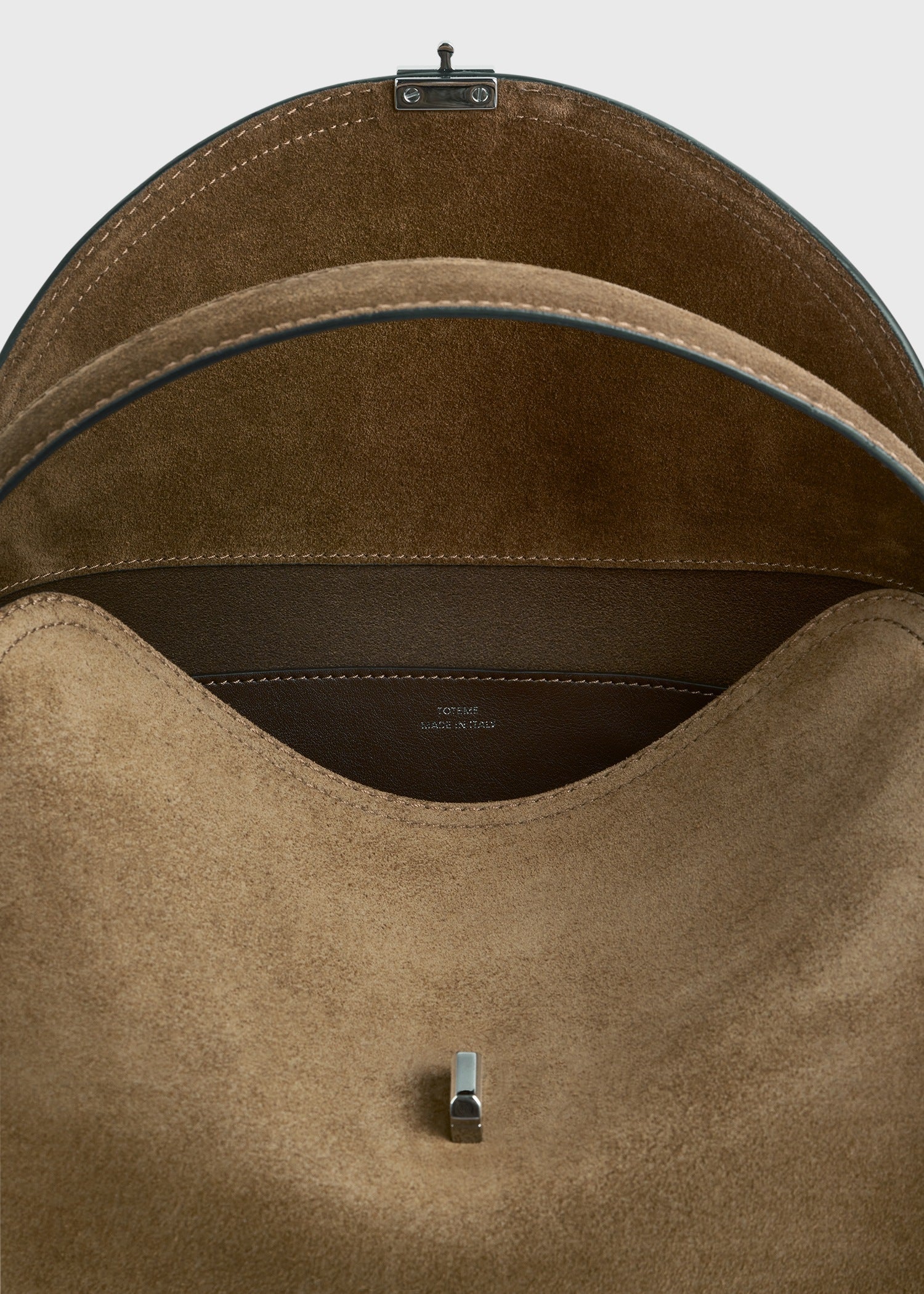 Toteme T-Lock Suede Top Handle Tobacco