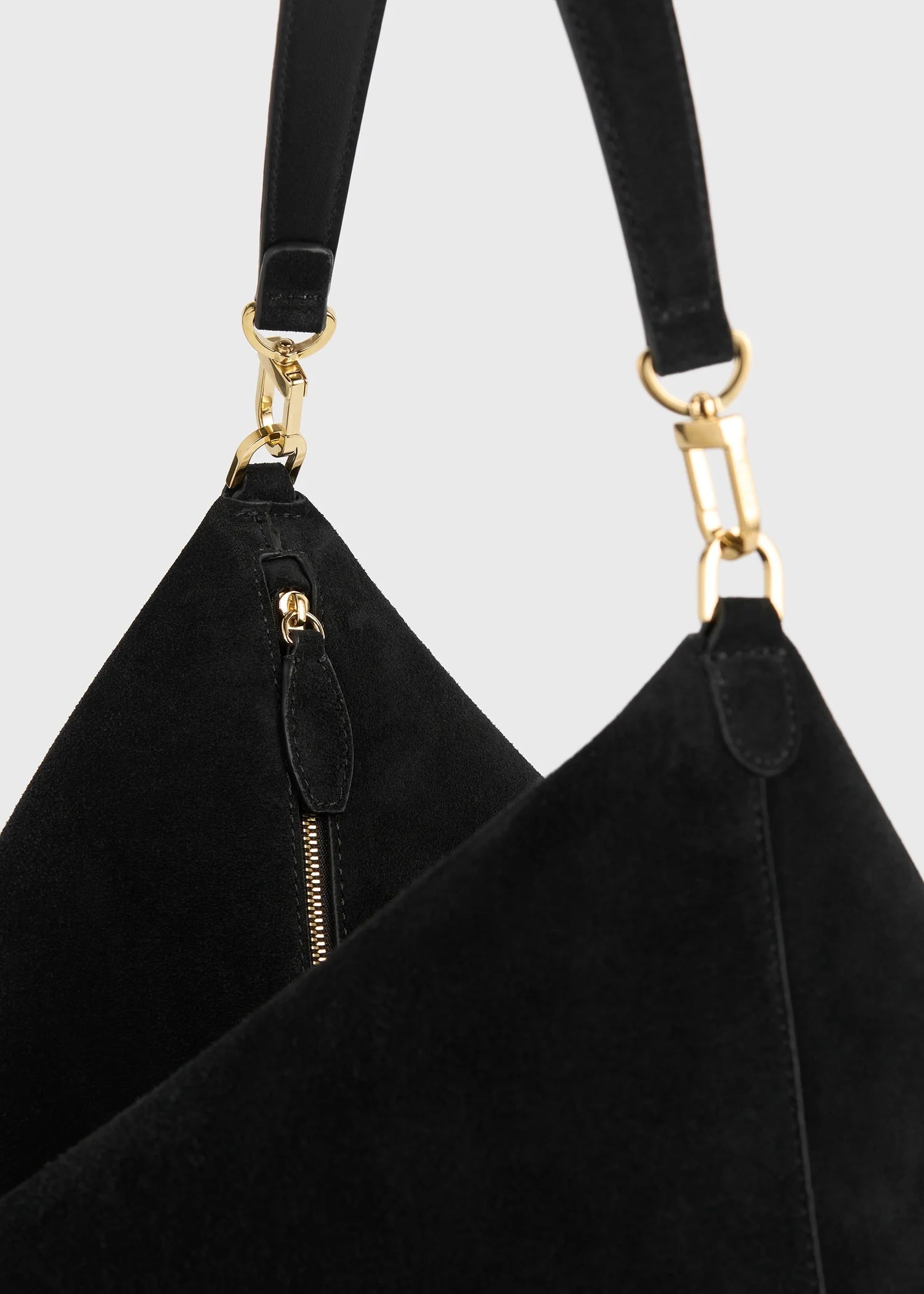 Toteme Medium Bevel Suede Bag Black