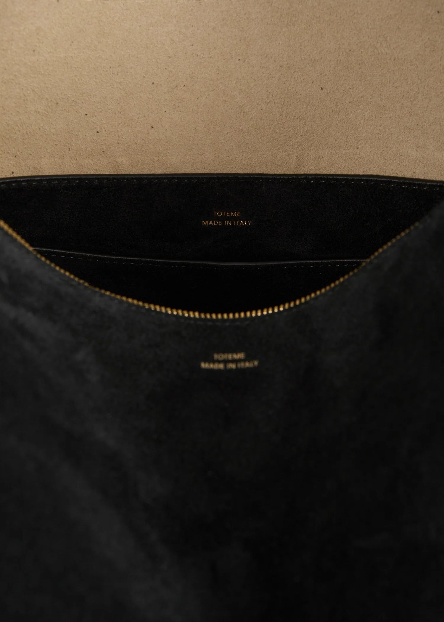 Toteme Medium Bevel Suede Bag Black
