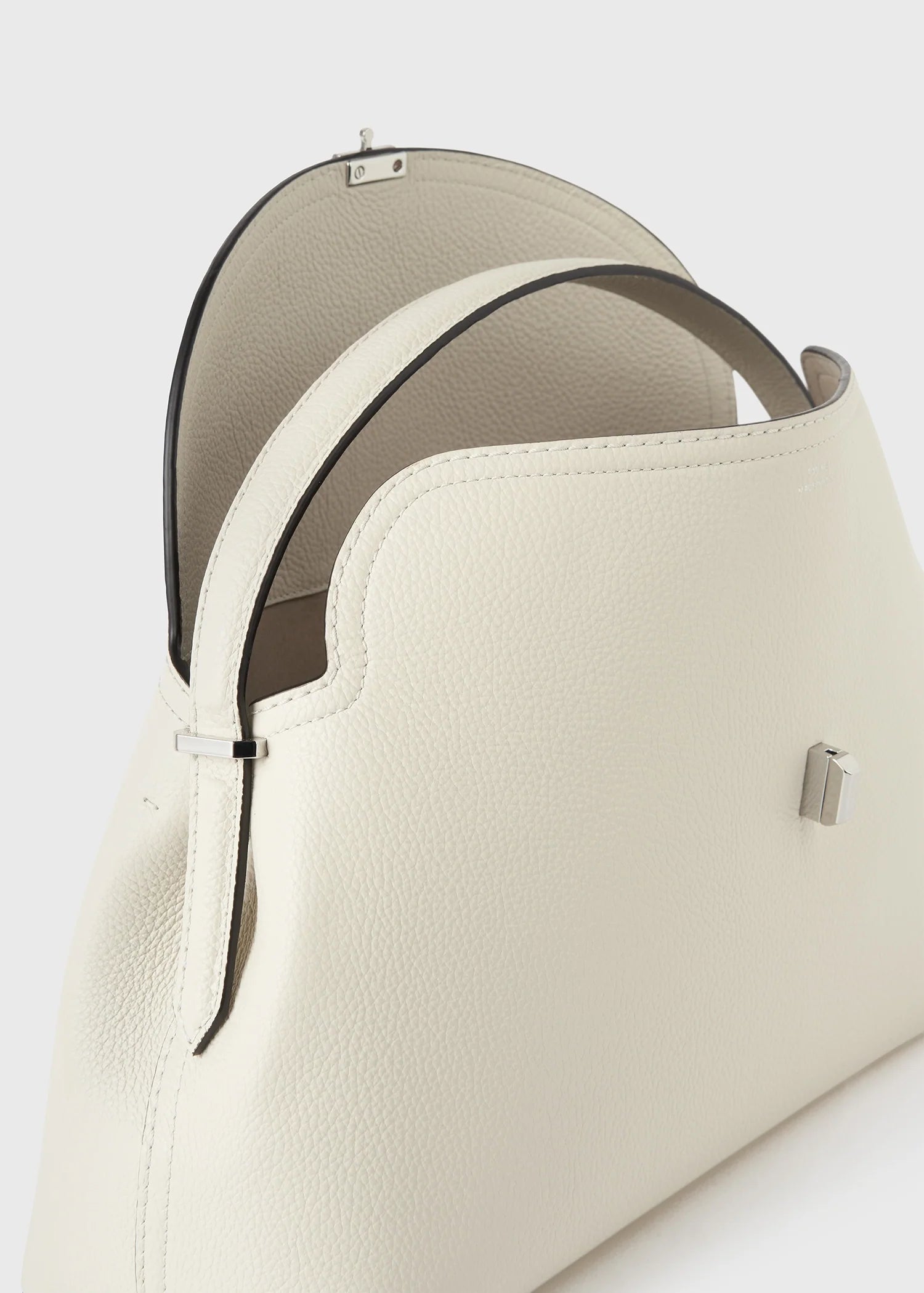 Toteme T-Lock Leather Top Handle Black