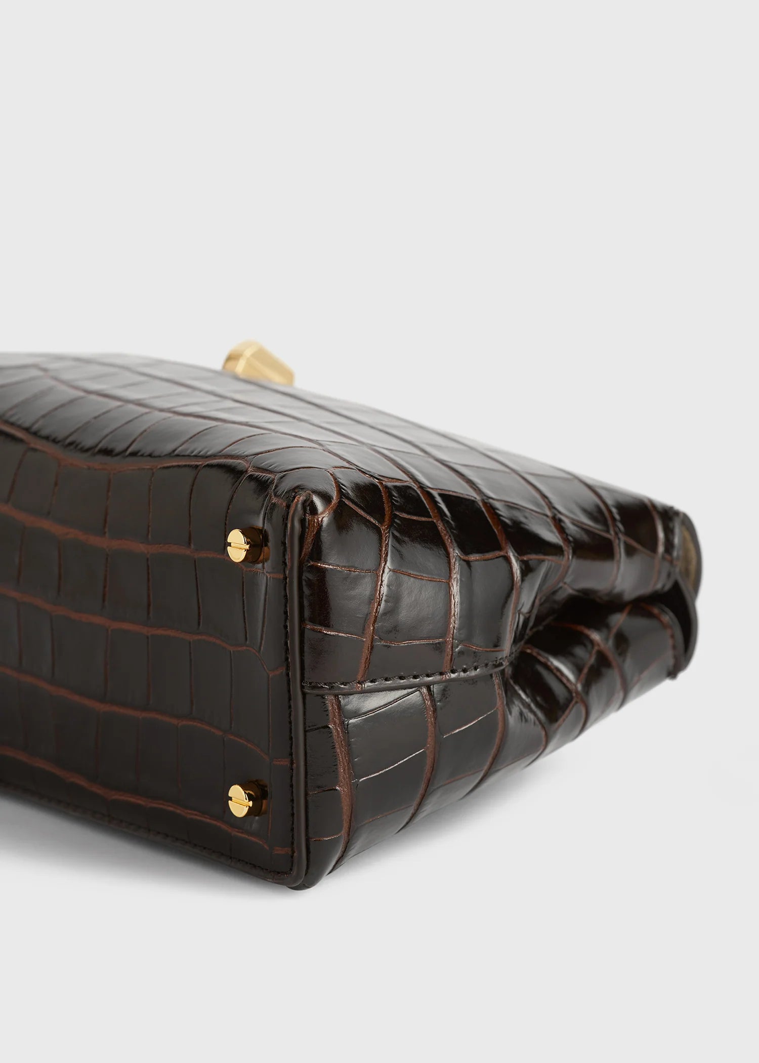 Toteme Clutch T-Lock Croco-Embossed Dark Brown