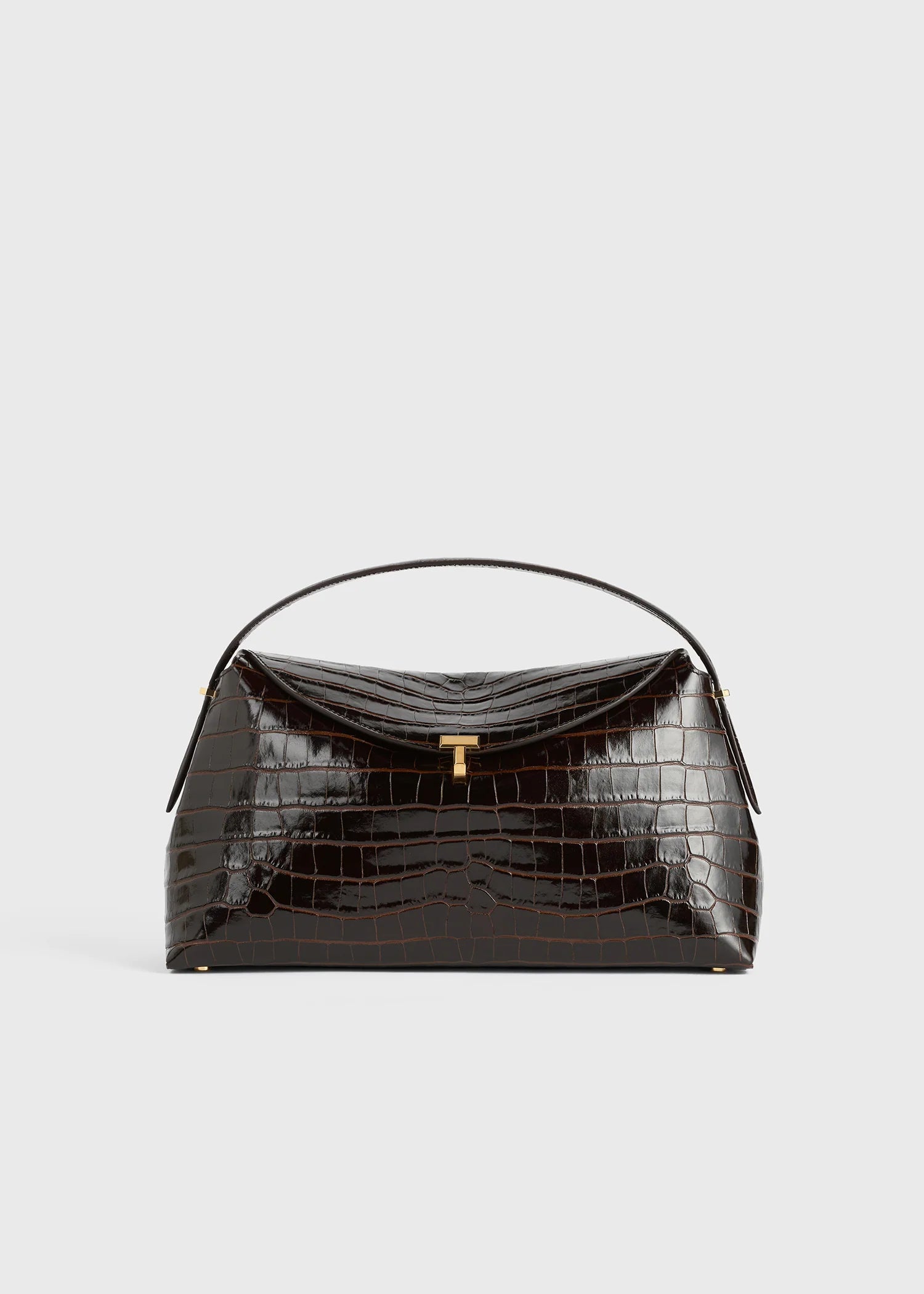 Toteme T-Lock Leather Top Handle Black