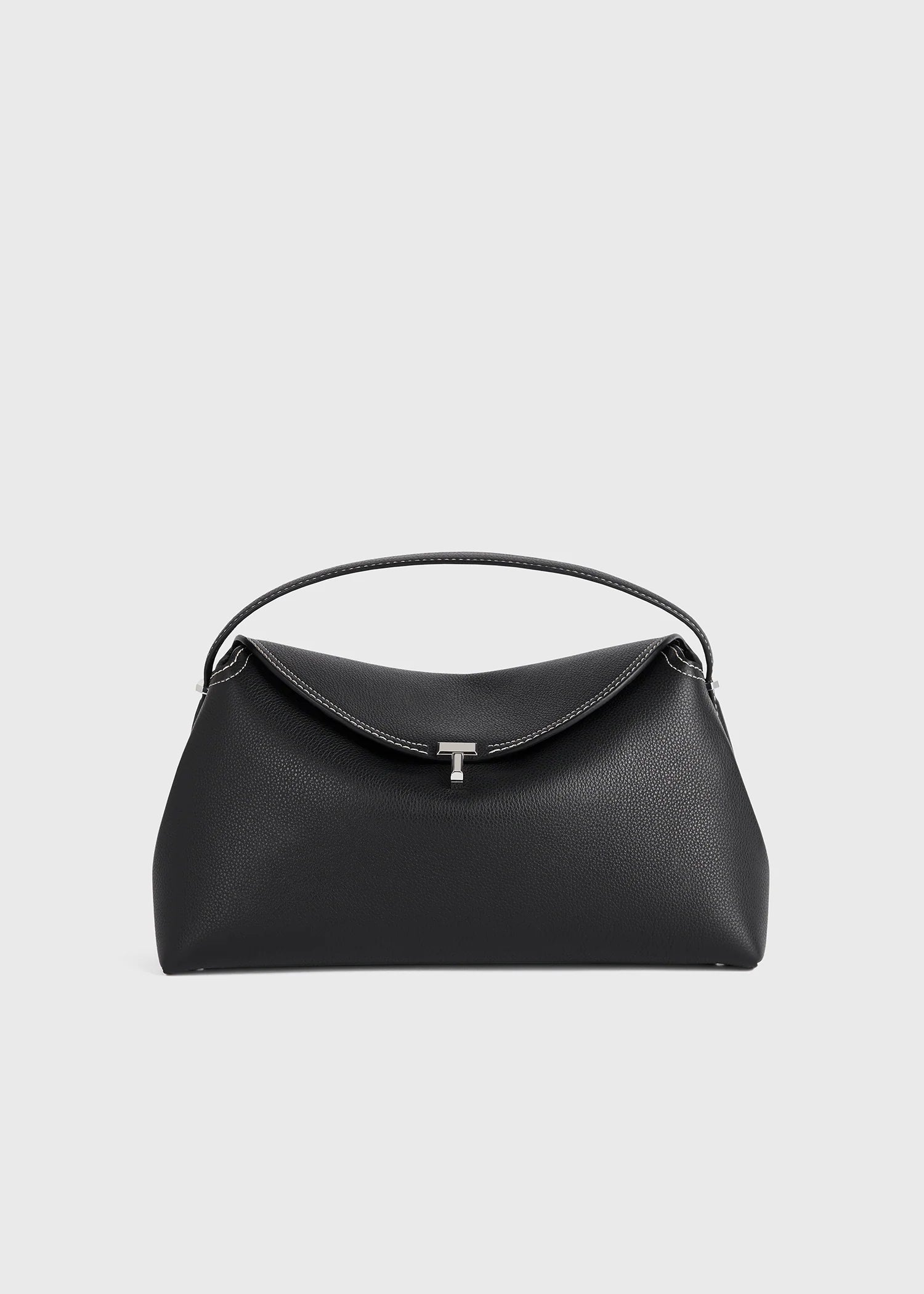 Toteme T-Lock Leather Top Handle Black