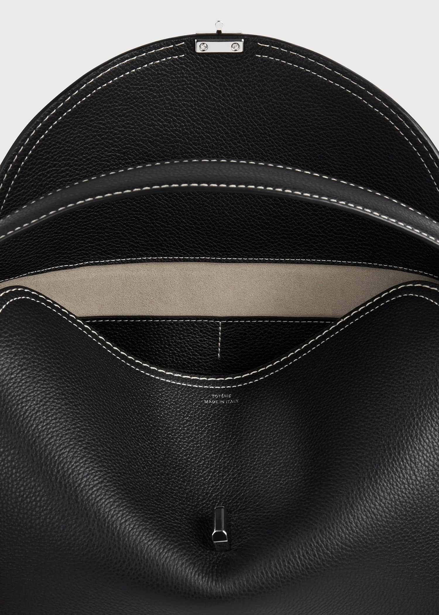 Toteme T-Lock Leather Top Handle Black