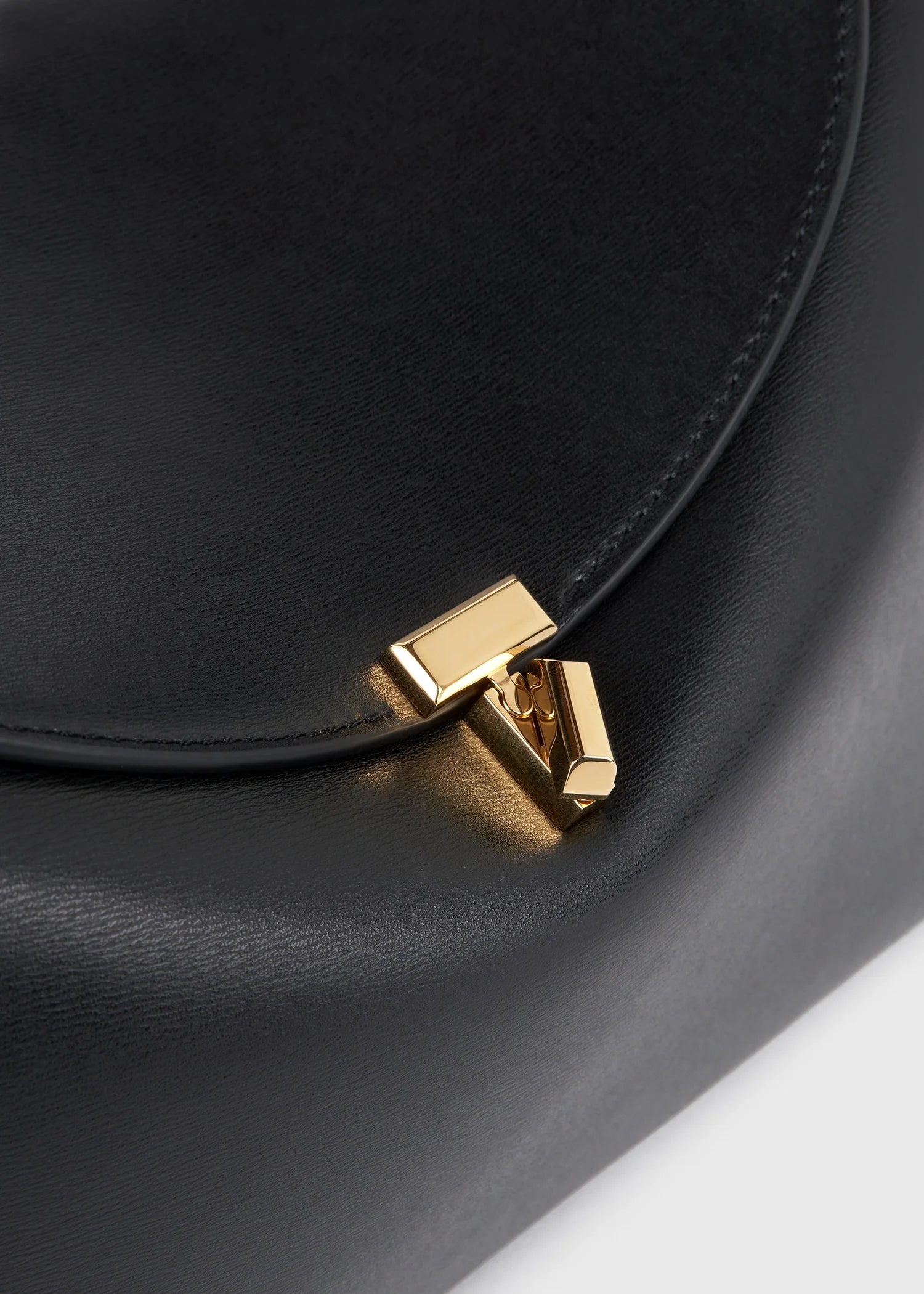 Toteme T-Lock Leather Top Handle Black