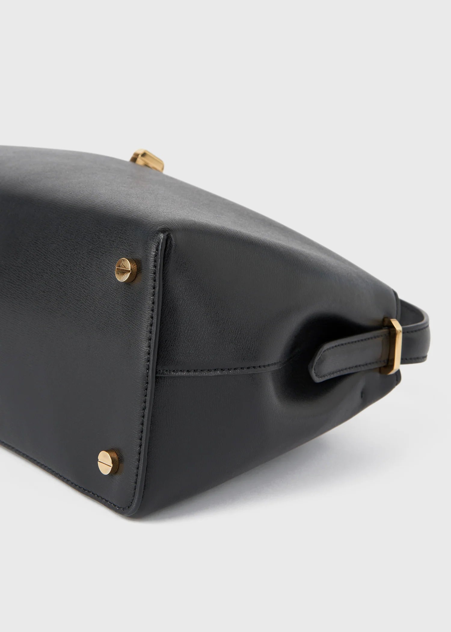 Toteme T-Lock Leather Top Handle Black