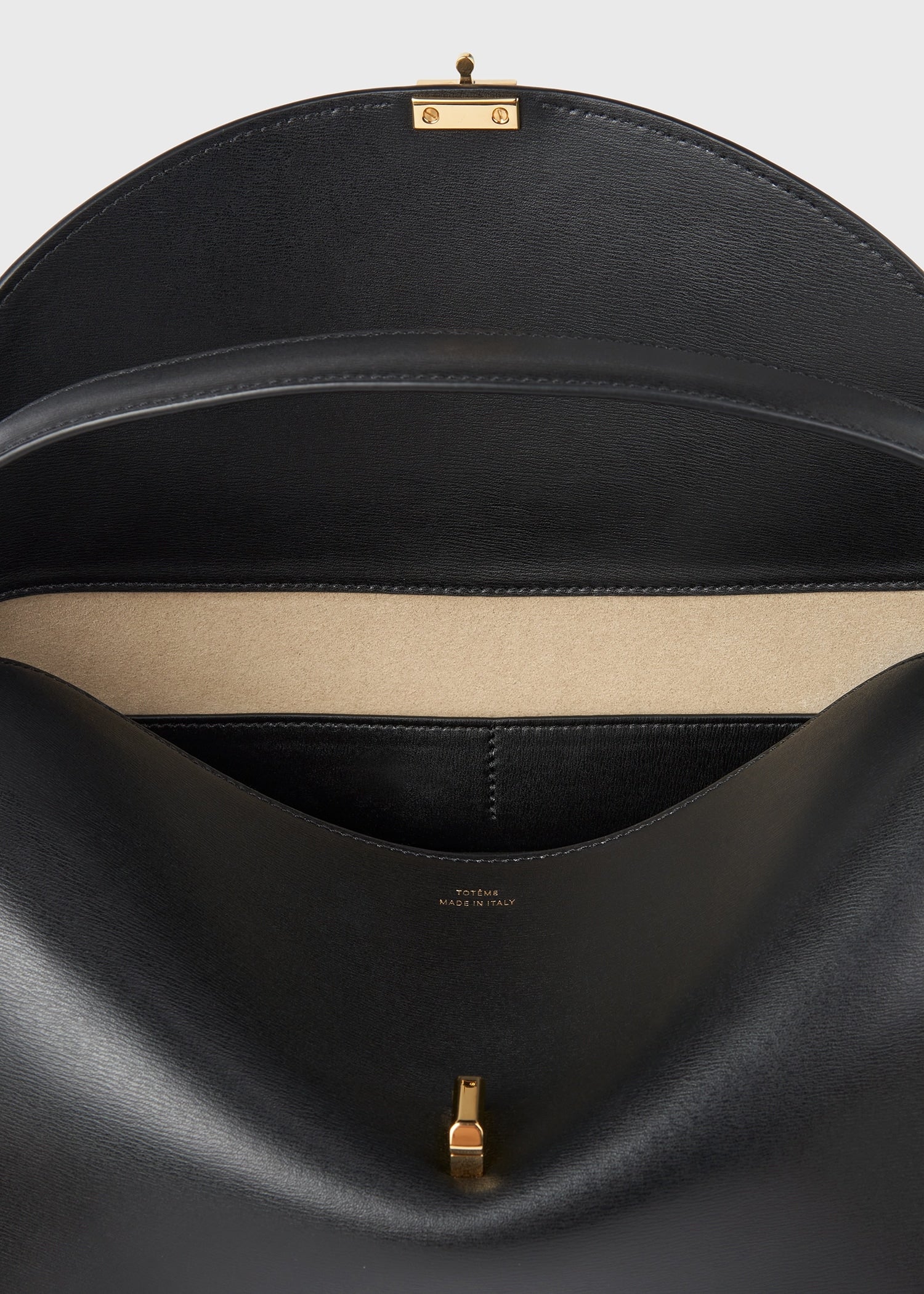 Toteme T-Lock Leather Top Handle Black