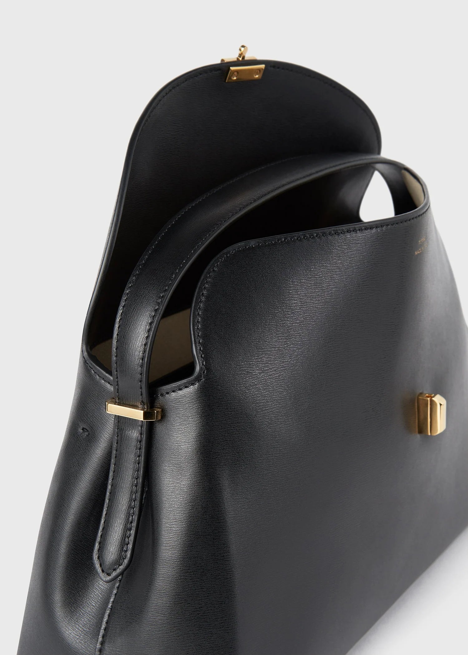 Toteme T-Lock Leather Top Handle Black