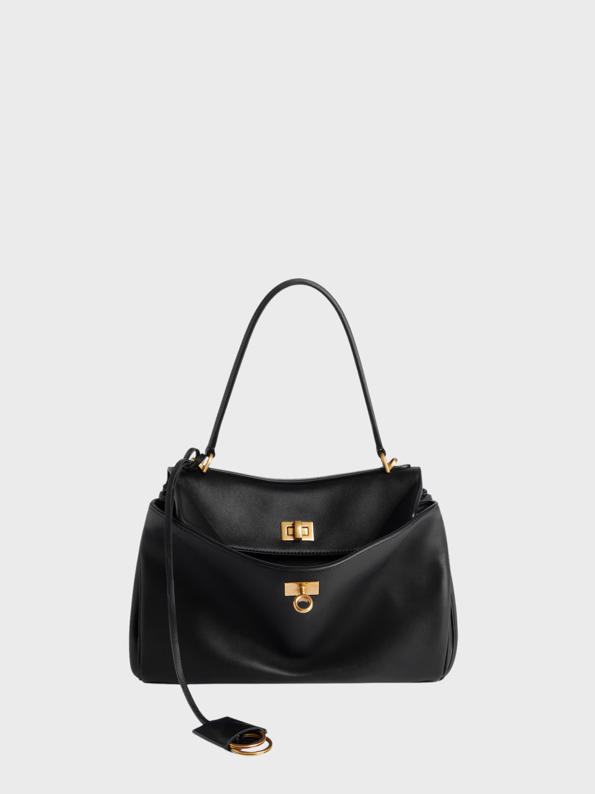 Borsa Balenciaga nera piccola modello Rodeo in pelle con dettagli dorati