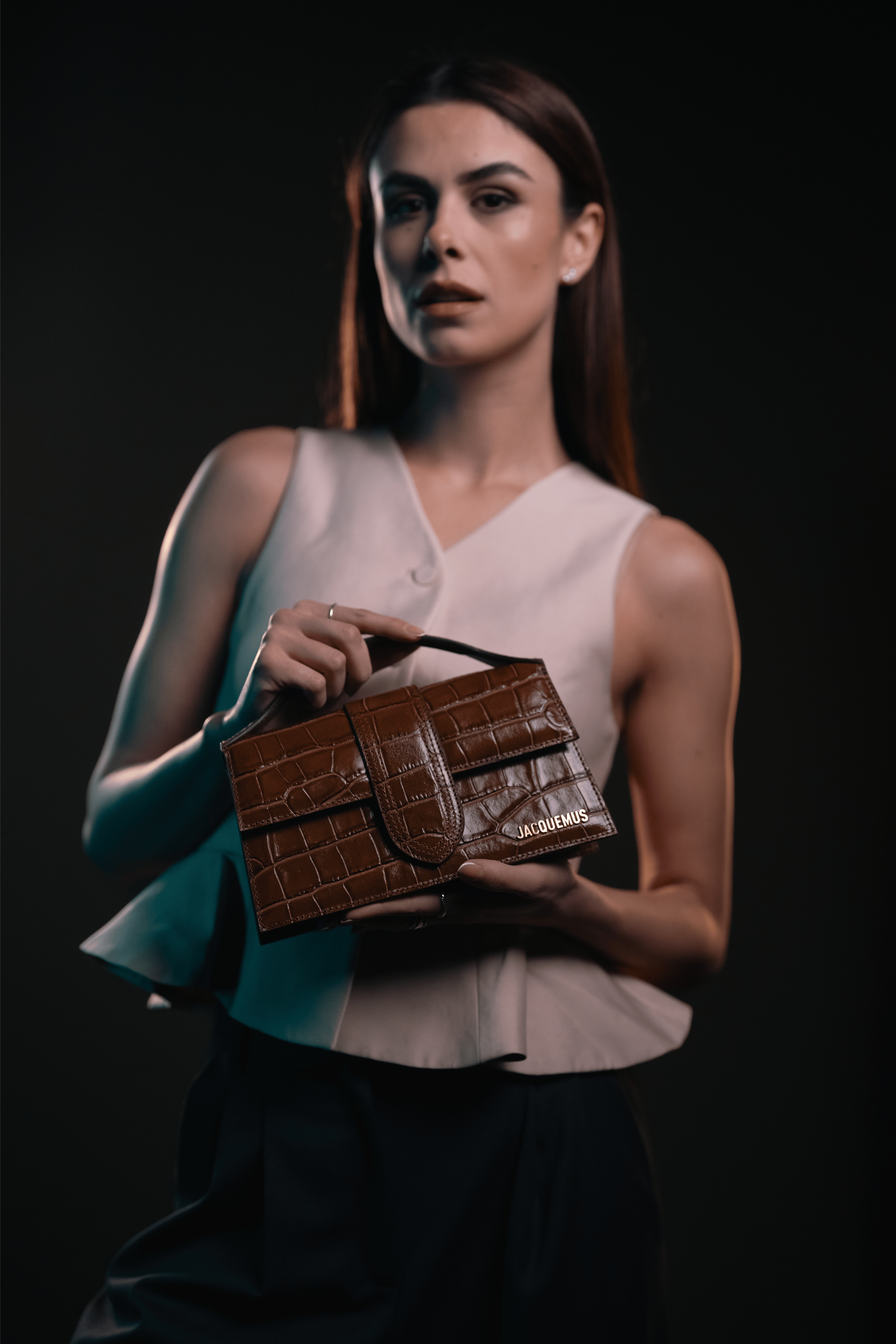 Jacquemus Le Grand Bambino Croco Marron