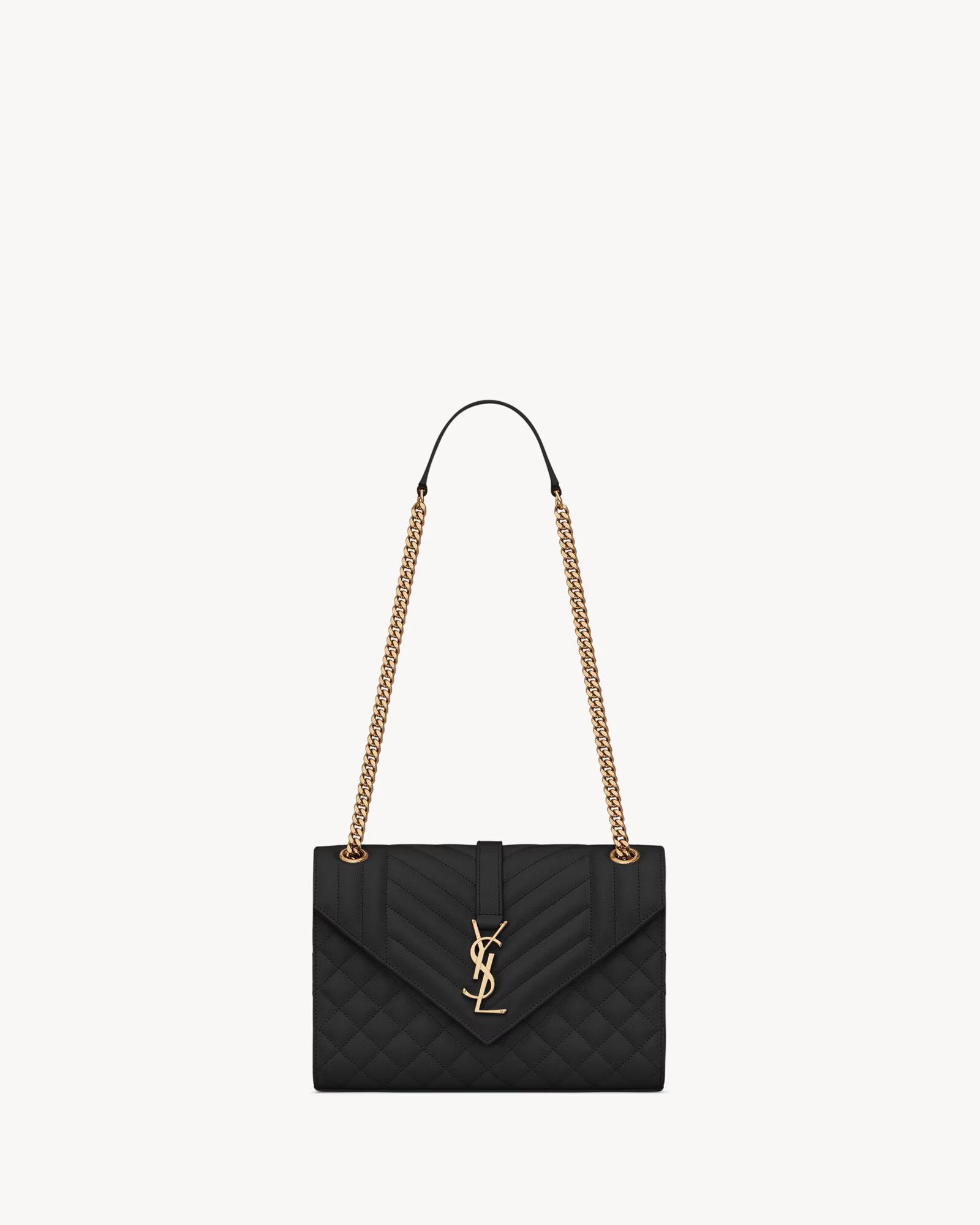 ENVELOPE MEDIUM IN PELLE TRAPUNTATA GRAIN DE POUDRE BLACK