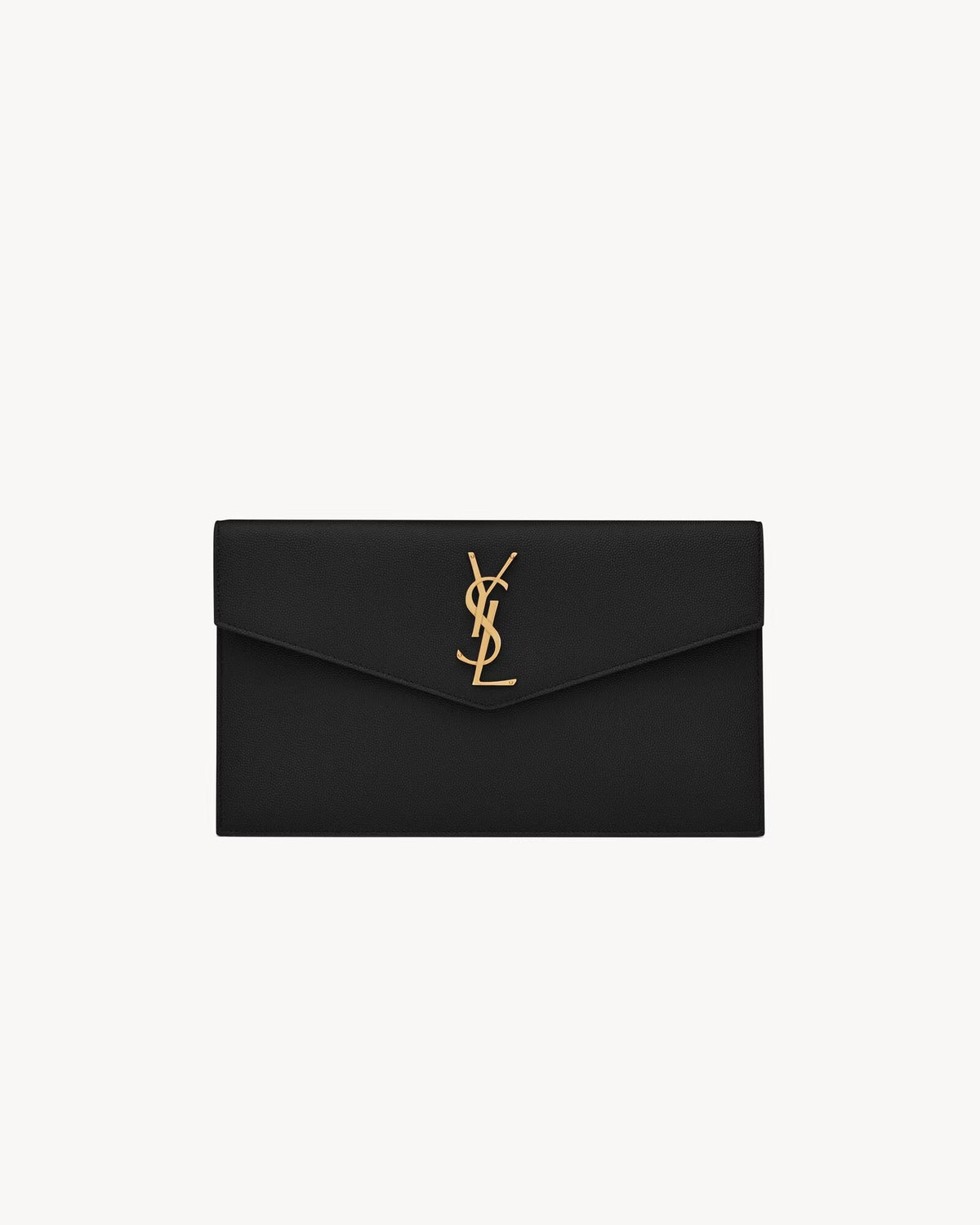 Pochette Uptown YSL in pelle nera con logo dorato