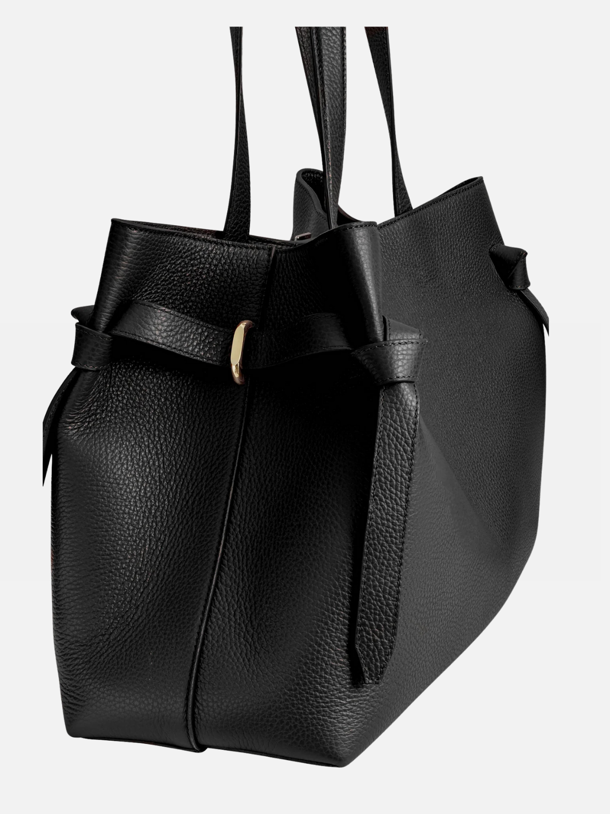 YUZEFI GYOZA TOTE - BLACK PEBBLE GRAINED LEATHER