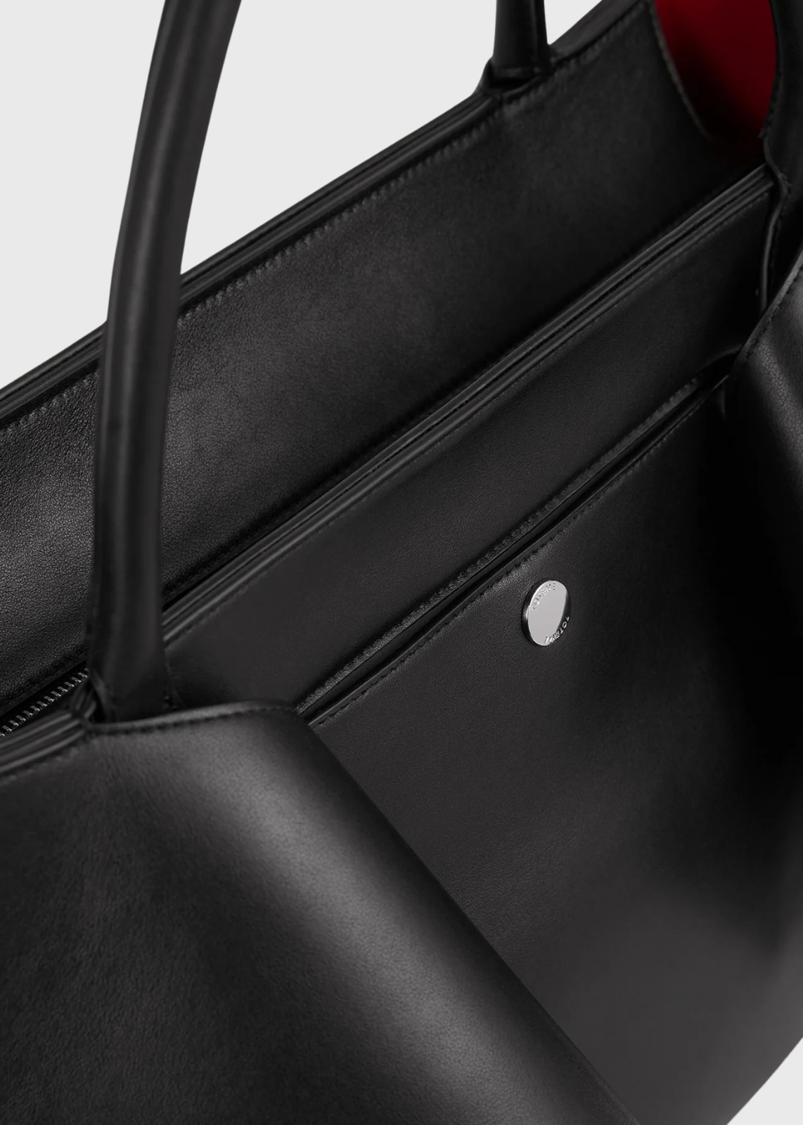 Toteme T-Lock Leather Top Handle Black