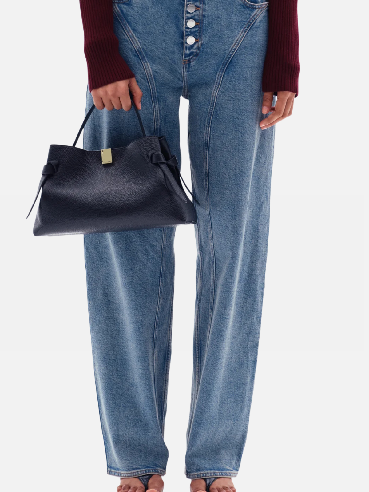 YUZEFI GYOZA - BLACK PEBBLE GRAINED LEATHER