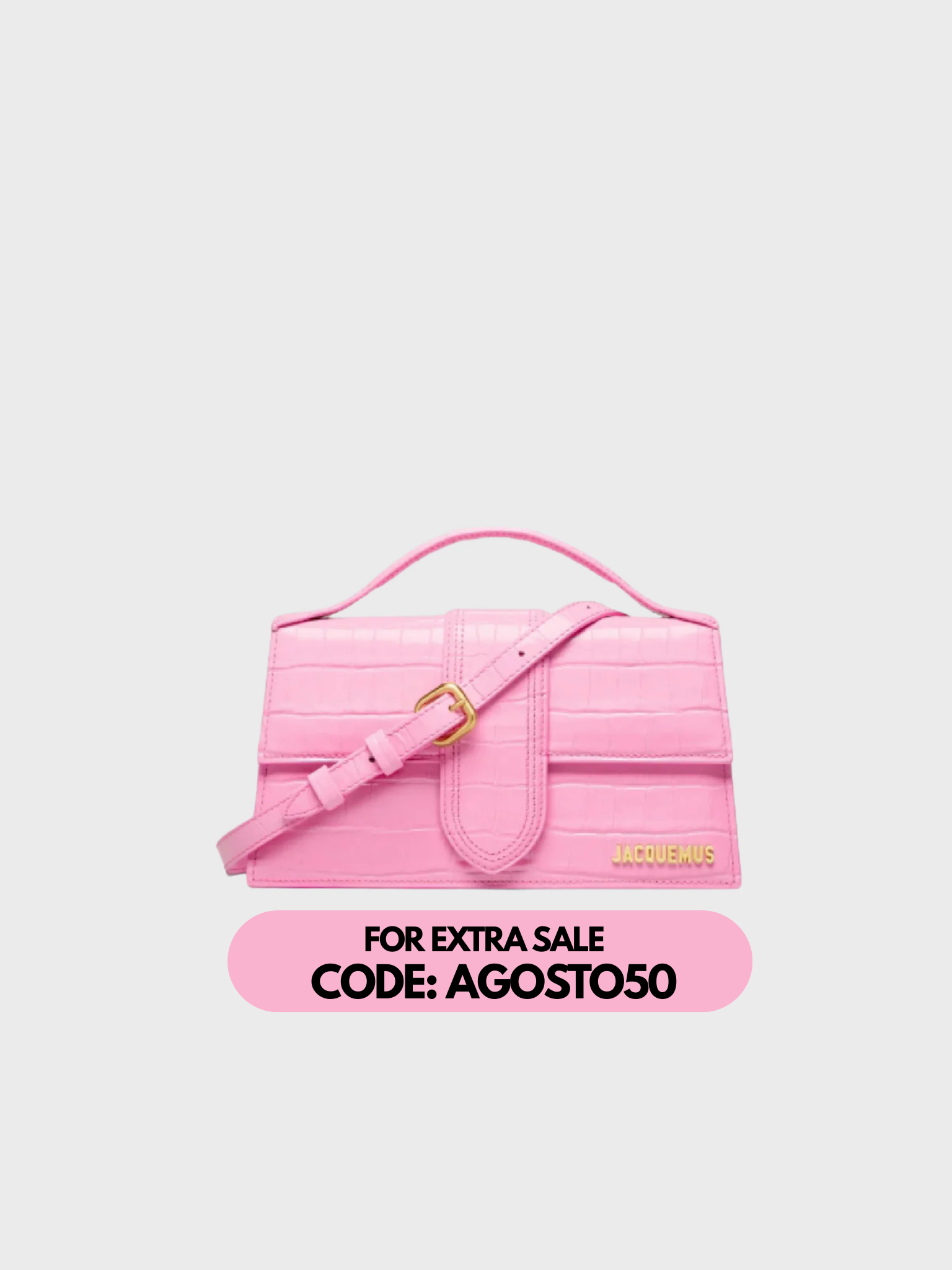 Jacquemus Le Grand Bambino Crocodile Pink