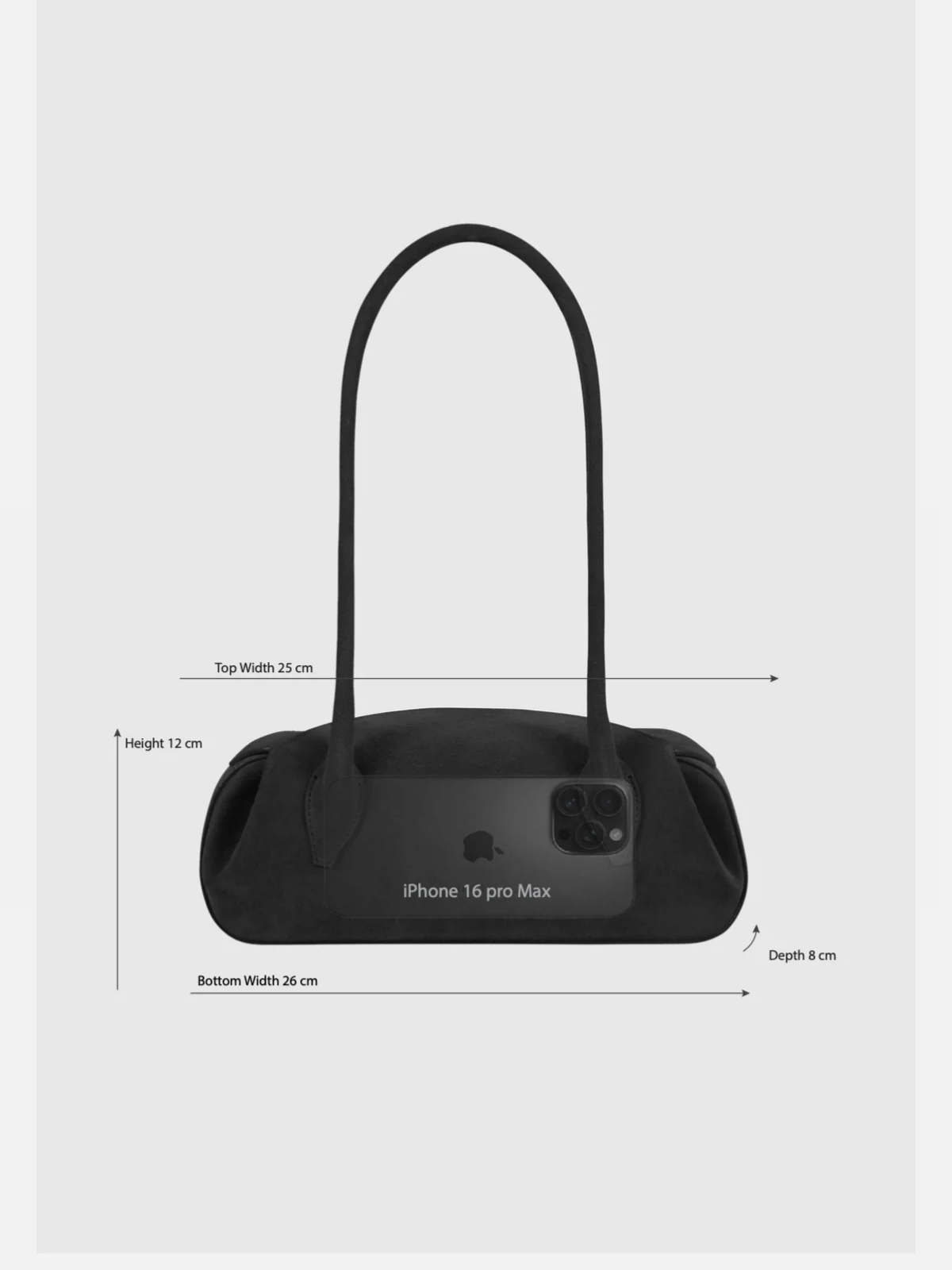 OYSTER MINI SHOULDER BAG - BLACK PEBBLE GRAINED LEATHER