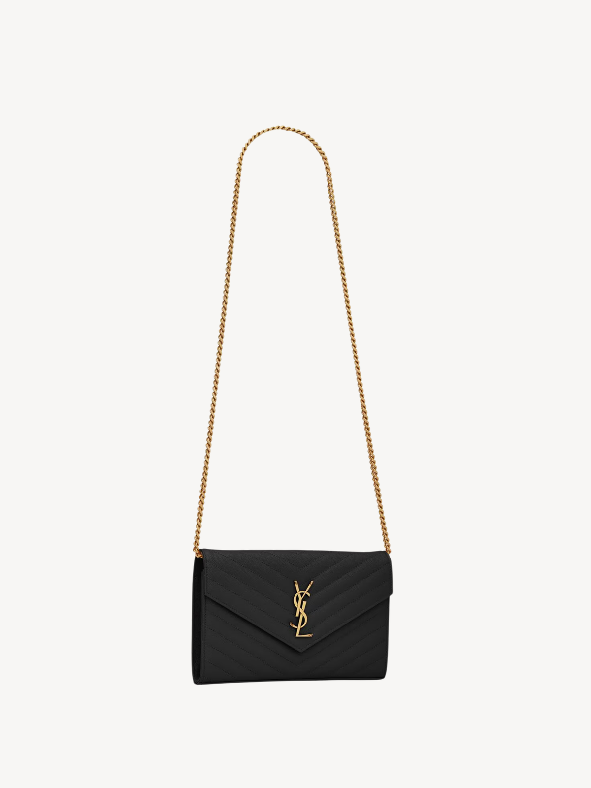 Saint Laurent Cassandre Classic Chain Pouch Black - G-ESSE STORE