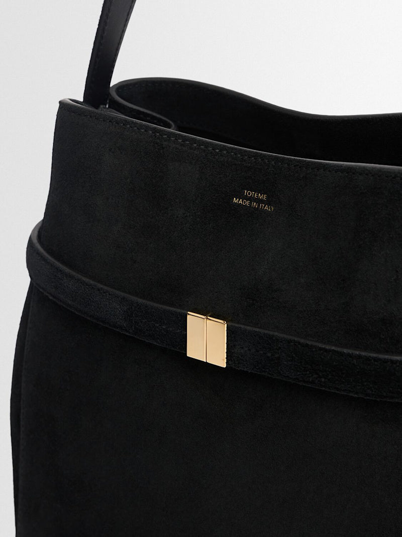 TOTEME Clutch T-Lock Black Suede 