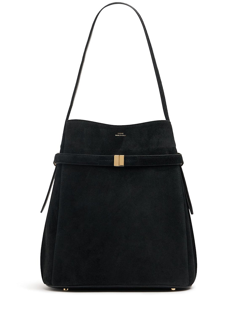 TOTEME Clutch T-Lock Black Suede 