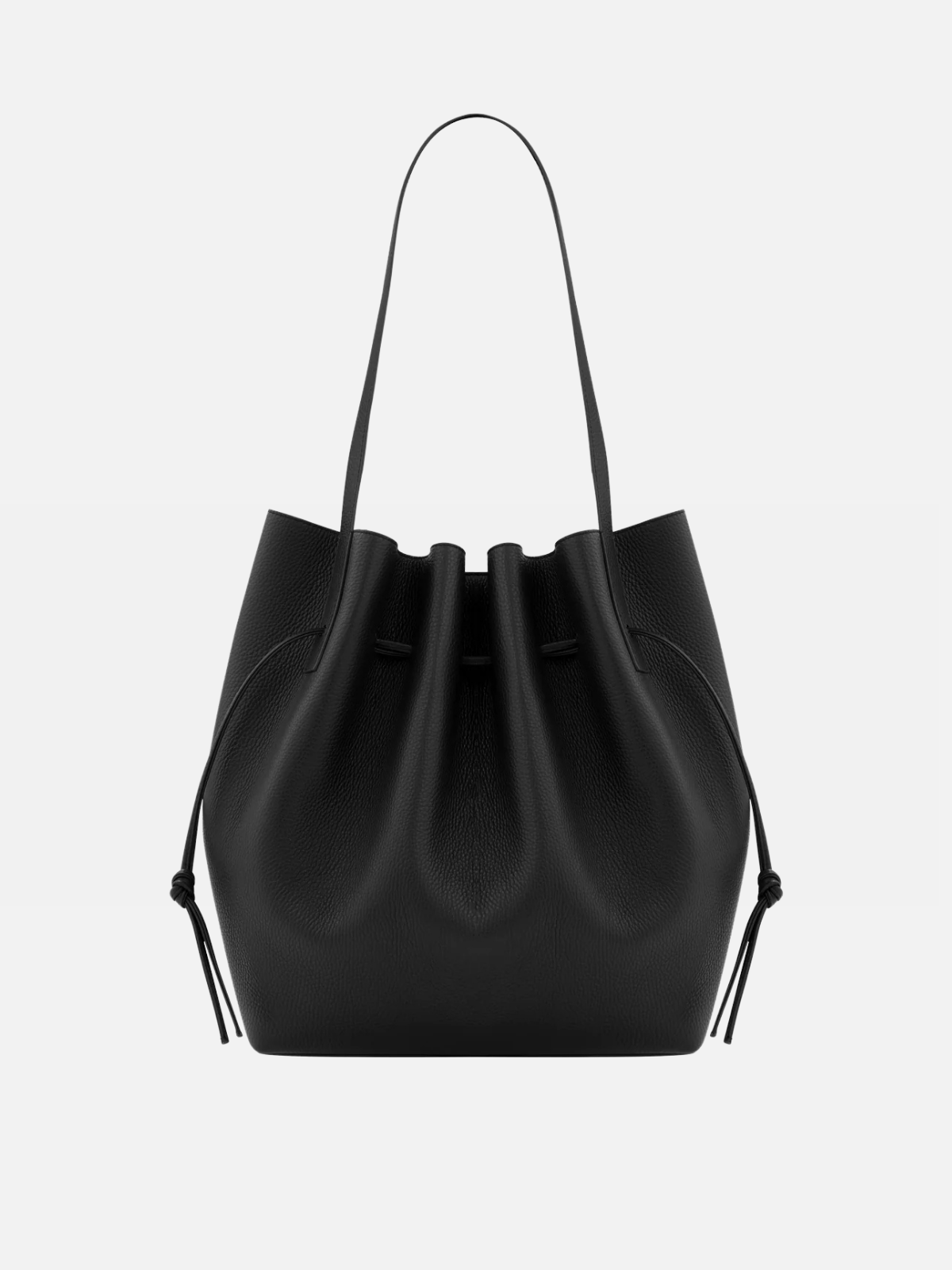 YUZEFI SCALLOP TOTE - BLACK PEBBLE GRAINED LEATHER
